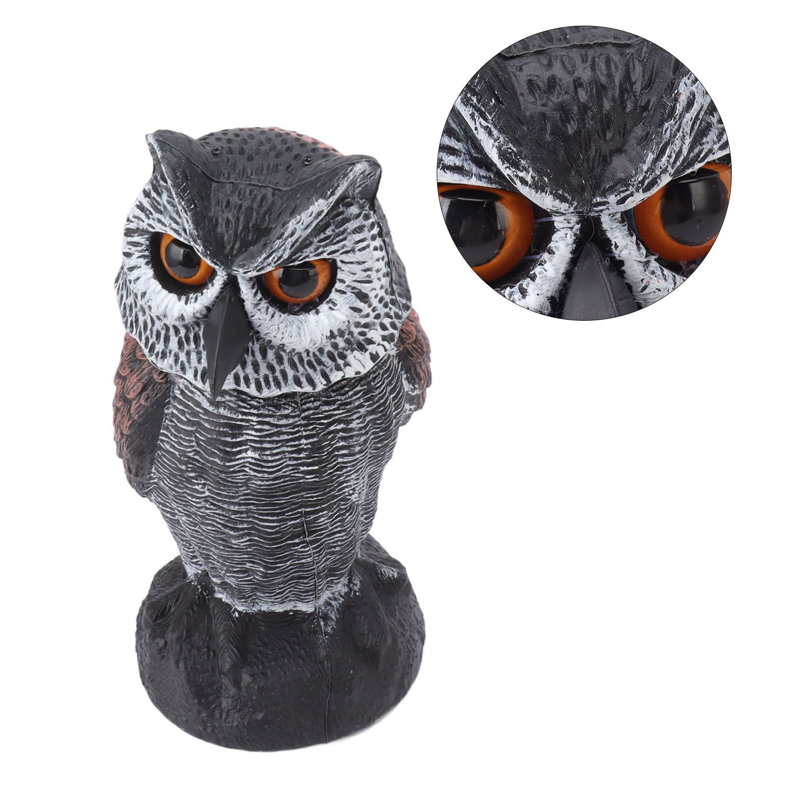 Plastic Shake Head Owl Decoy To Scare Birds Away Scarecrow Fake Owl Outdoor view 8