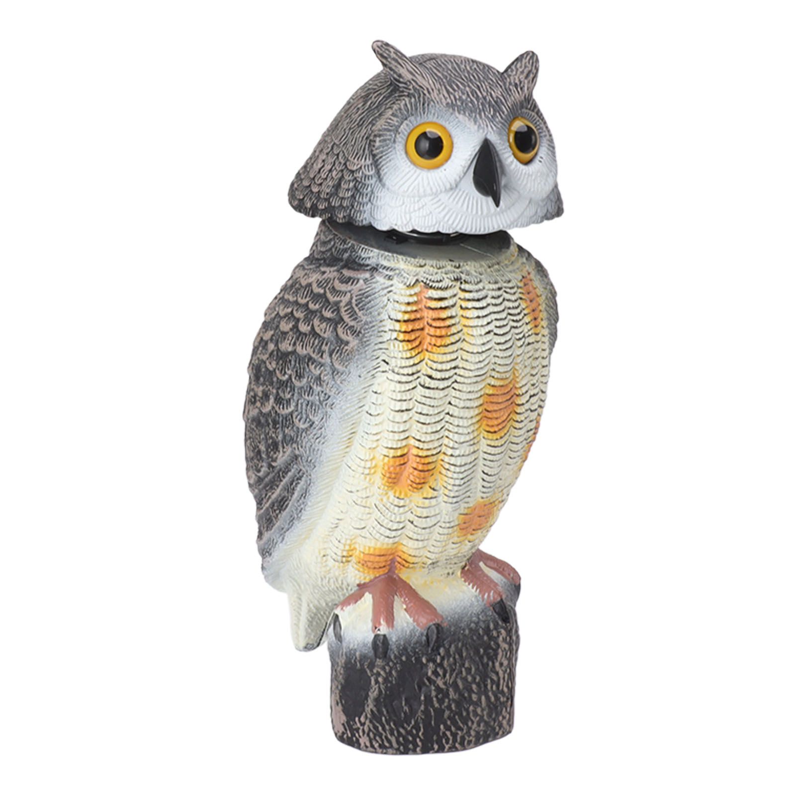 Fake Owl Statue Plastic Owl Bird Deterrents Scarecrow Owl Decoy with Shaking view 3