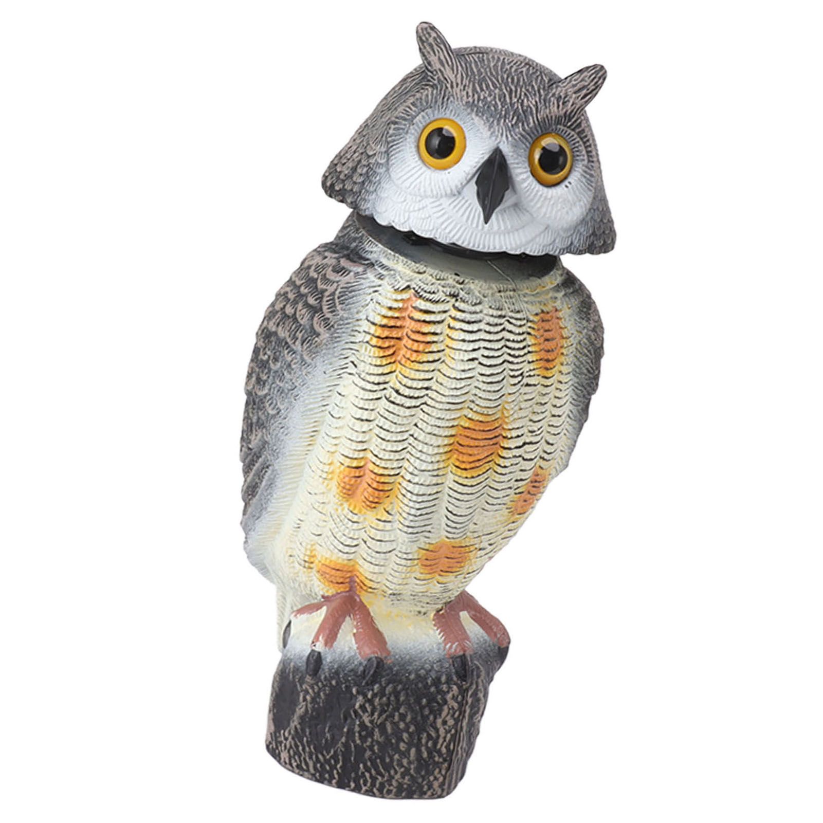 Fake Owl Statue Plastic Owl Bird Deterrents Scarecrow Owl Decoy with Shaking view 7