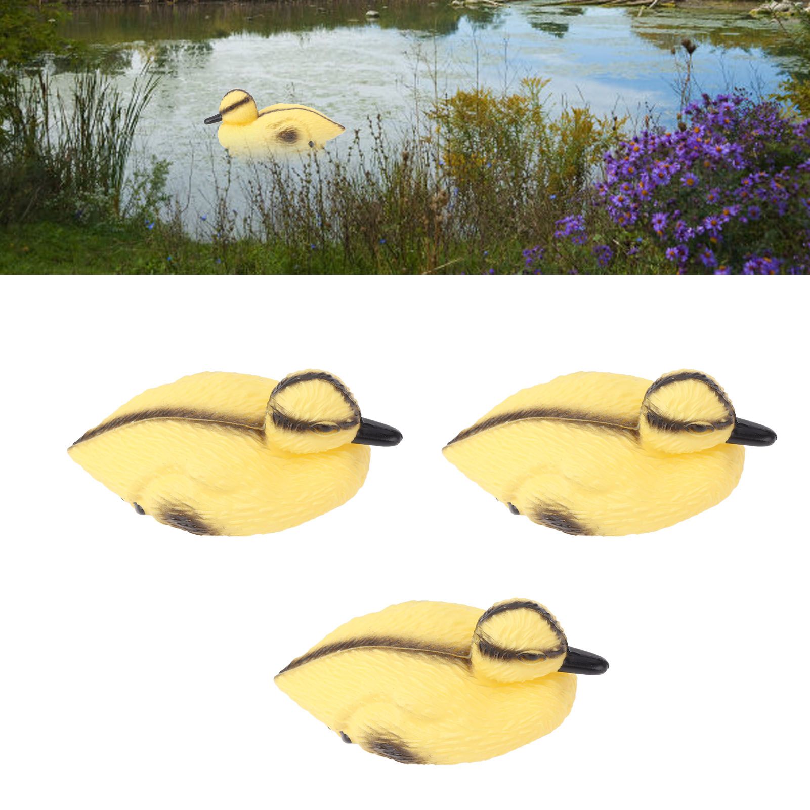 3Pcs Floating Yellow Duckling Realistic Plastic Duck Fish Pond Ornament for view 11