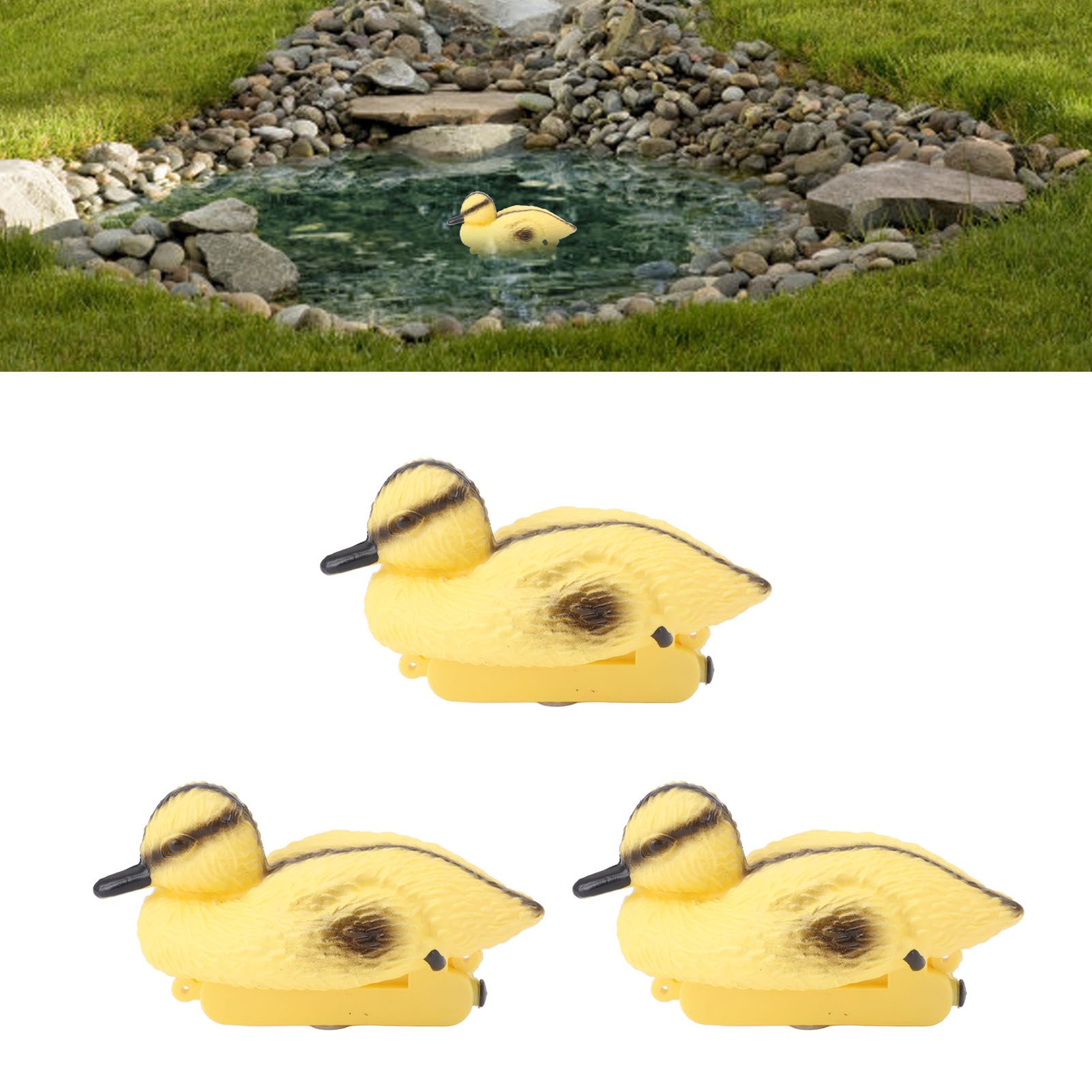 3Pcs Floating Yellow Duckling Realistic Plastic Duck Fish Pond Ornament for view 12