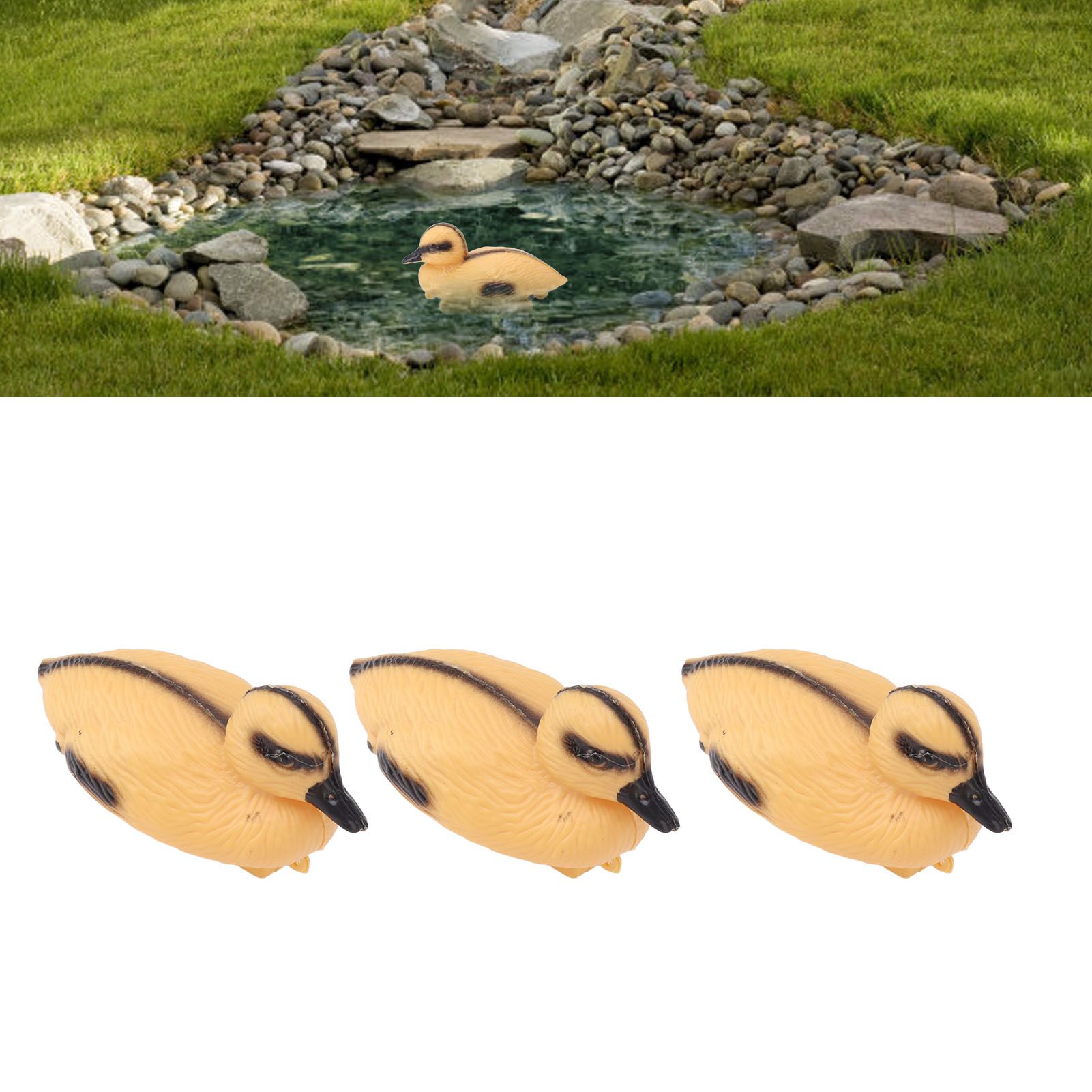 3Pcs Floating Yellow Duckling Realistic Plastic Duck Fish Pond Ornament for view 11