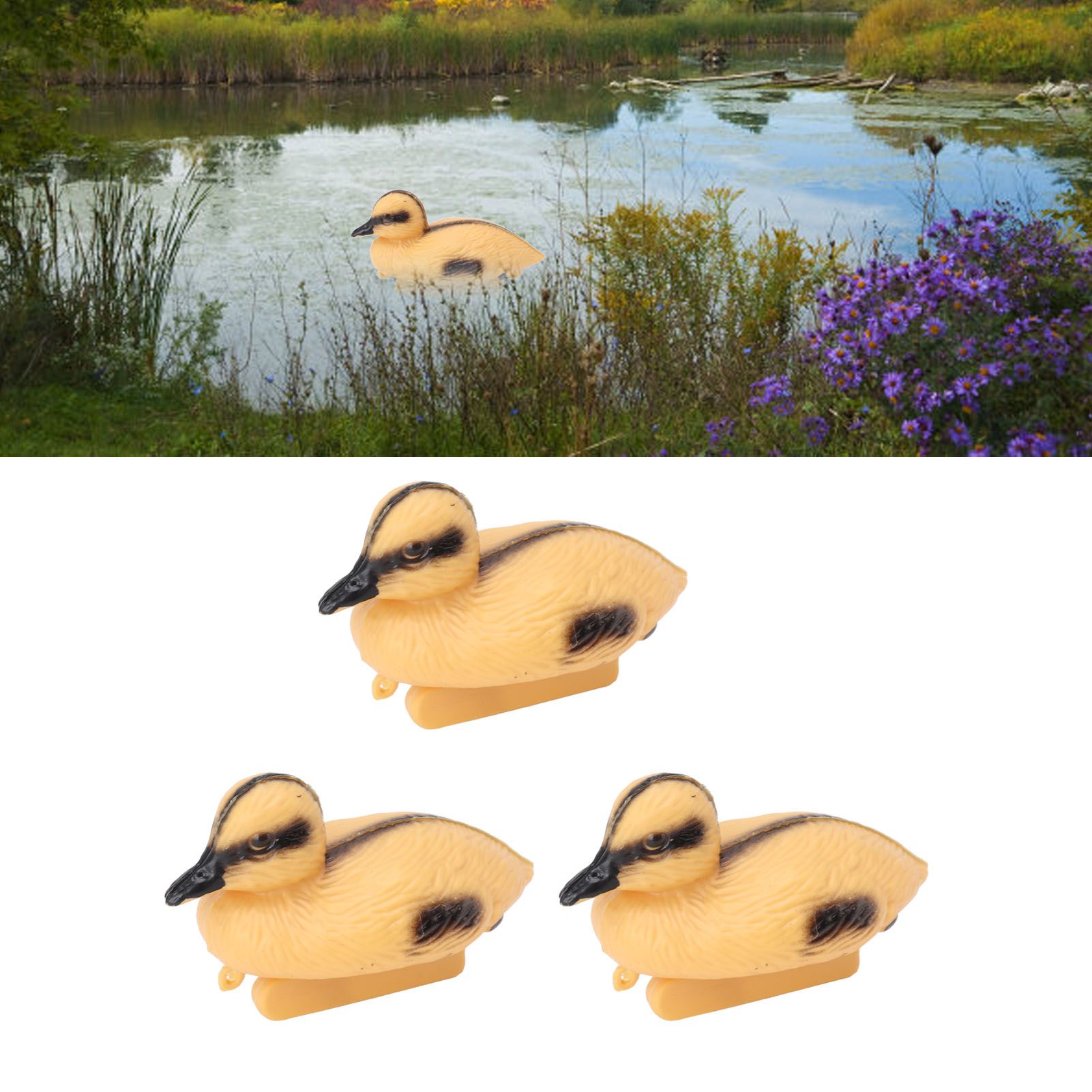 3Pcs Floating Yellow Duckling Realistic Plastic Duck Fish Pond Ornament for view 12