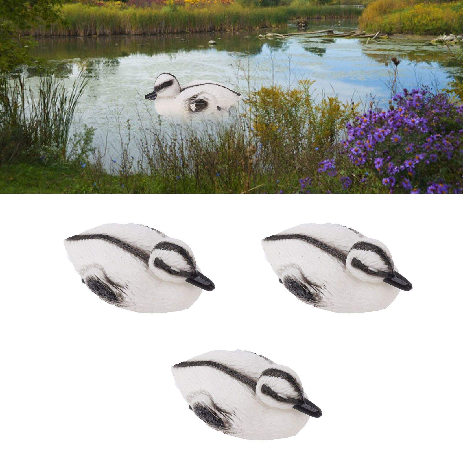 3Pcs Floating Yellow Duckling Realistic Plastic Duck Fish Pond Ornament for view 12