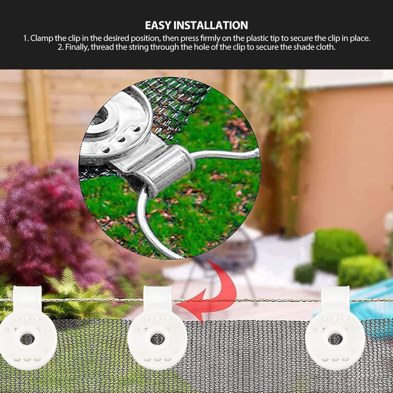 100pcs Shade Cloth Plastic Clips Round Fixing Clips for Greenhouse Outdoor view 14