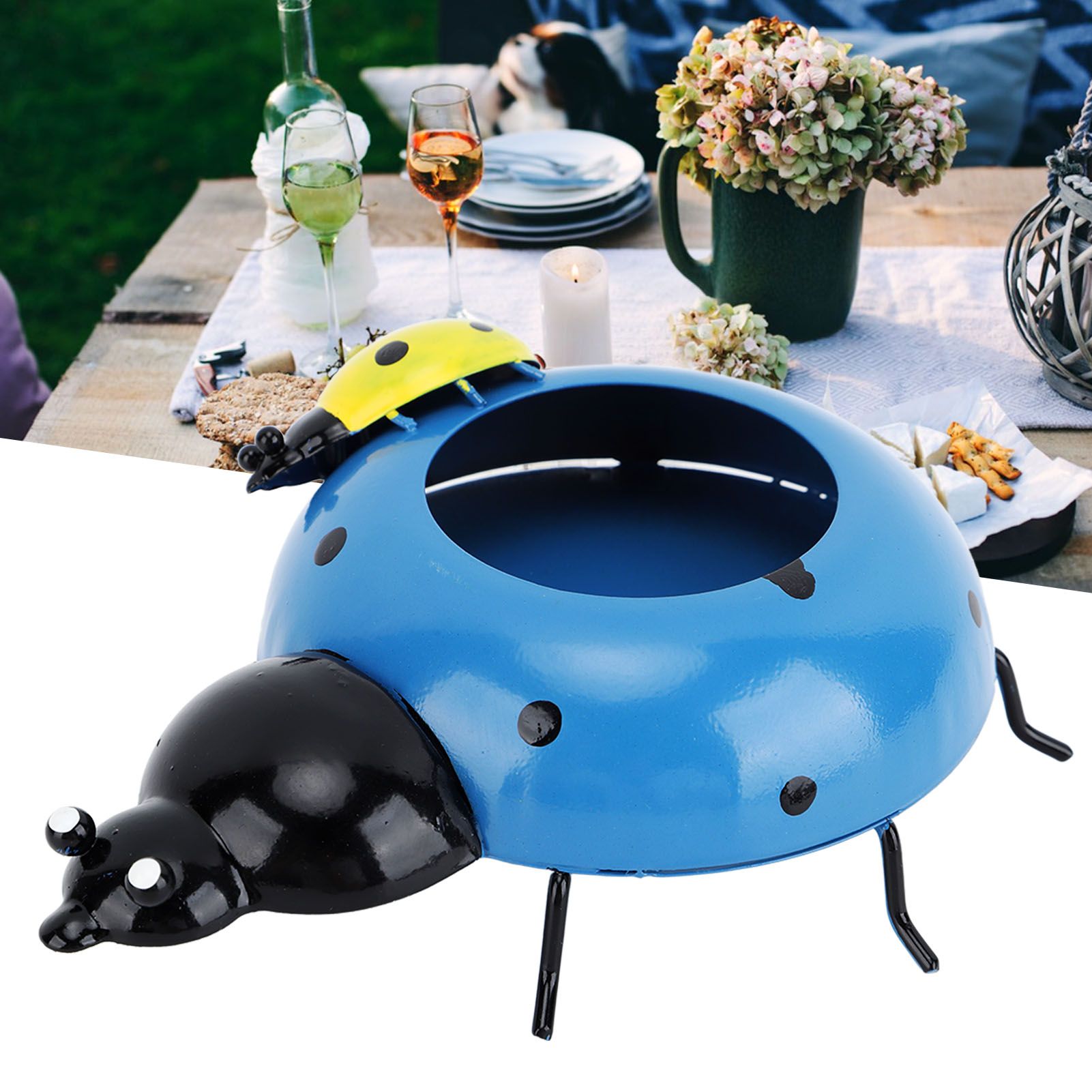 5.4cm Diameter Flower Pot Decor Ladybug Shaped Smoothing Surfaces Iron Planter view 12