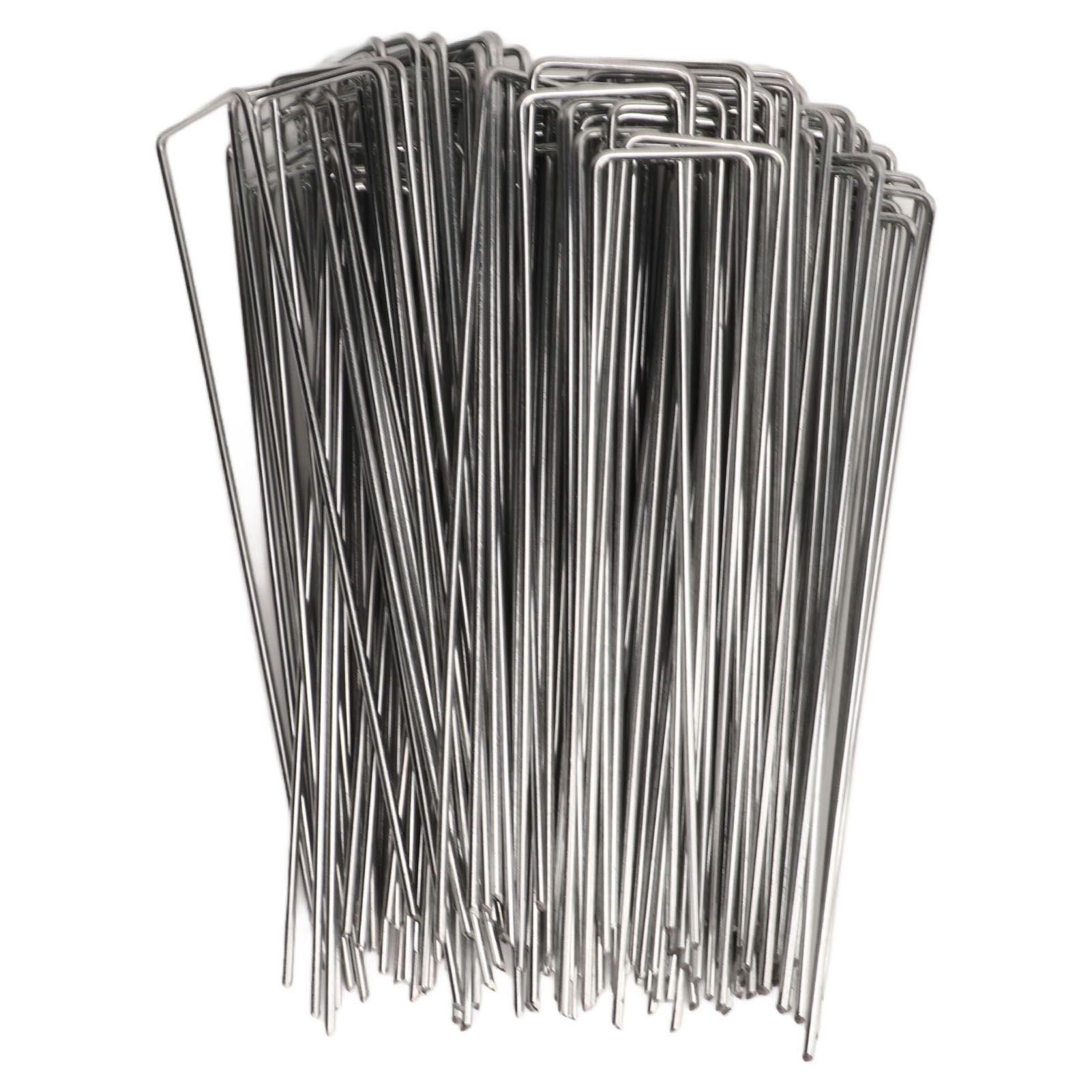 100Pcs U Shaped Garden Stakes Galvanized Steel Landscape Stakes Pins for Weed