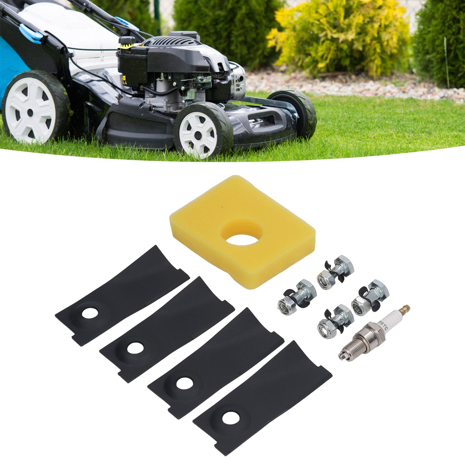 18inch Lawn Mower Blades Spark Plugs Air Filter Replacement Kit for 450E 500E view 11