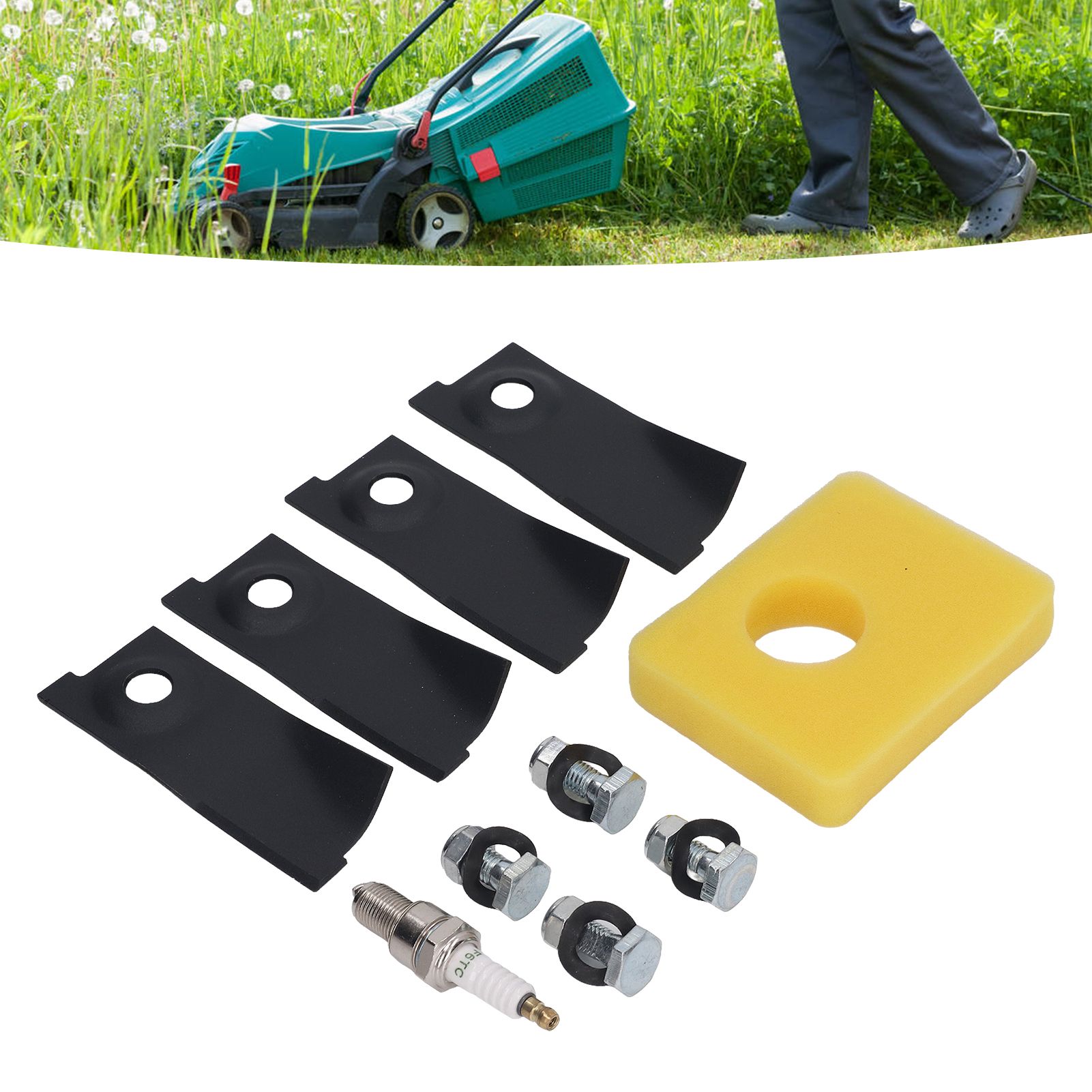 18inch Lawn Mower Blades Spark Plugs Air Filter Replacement Kit for 450E 500E view 12