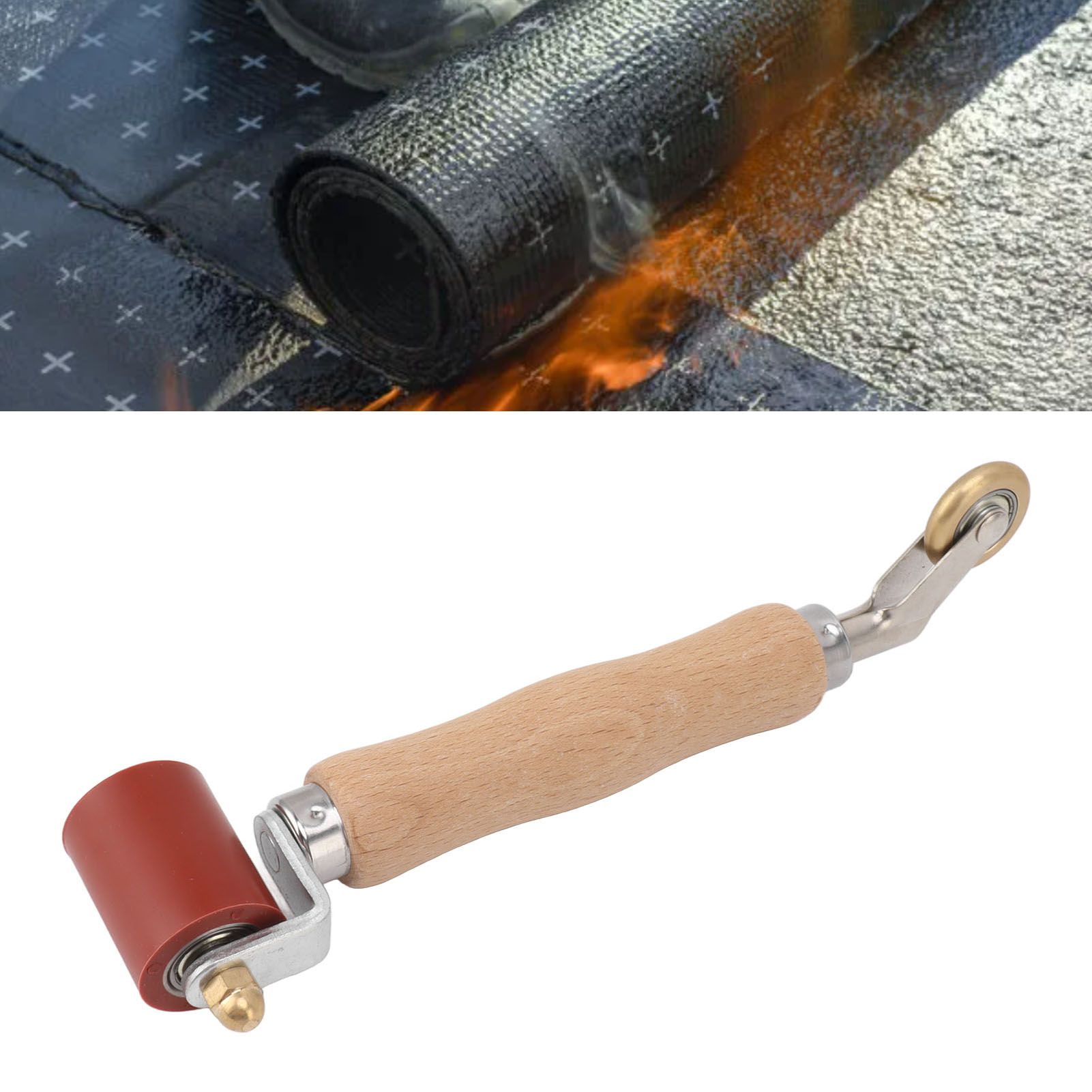 40mm Silicone Seam Roller Dual Use Brass Wheel Wood Handle Wallpaper Flat Seam view 11