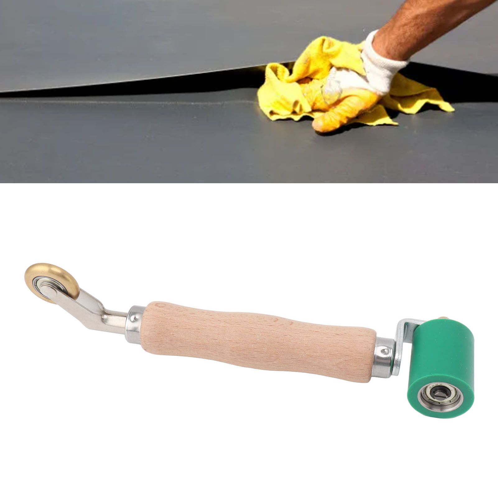 40mm Silicone Seam Roller Dual Use Brass Wheel Wood Handle Wallpaper Flat Seam view 12