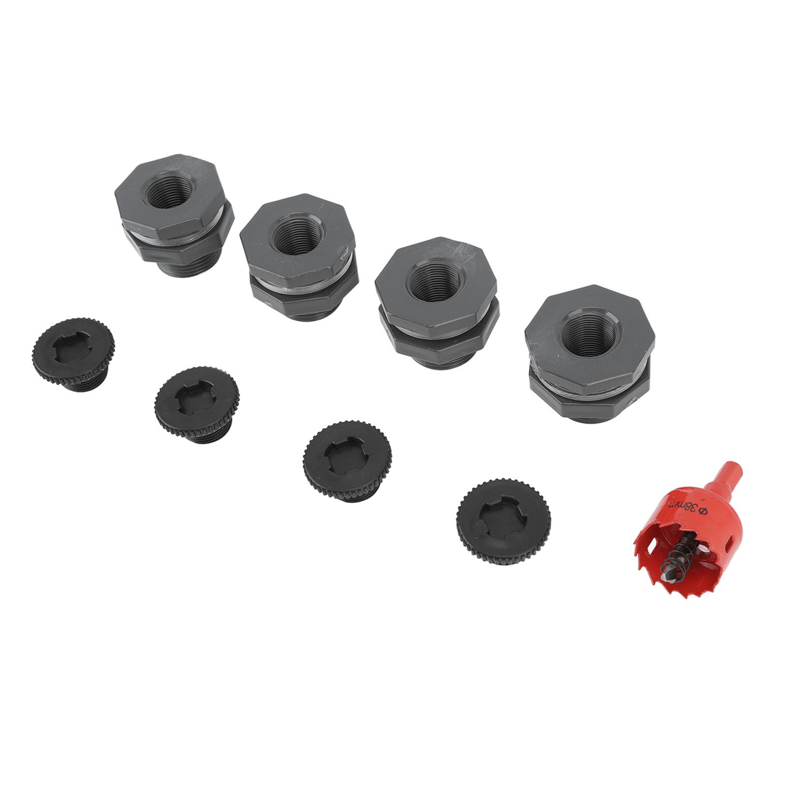 3/4 Inch Rain Barrel Bulkhead Fitting Kit with Plugs Hole Saw Tool PVC Spigot view 2