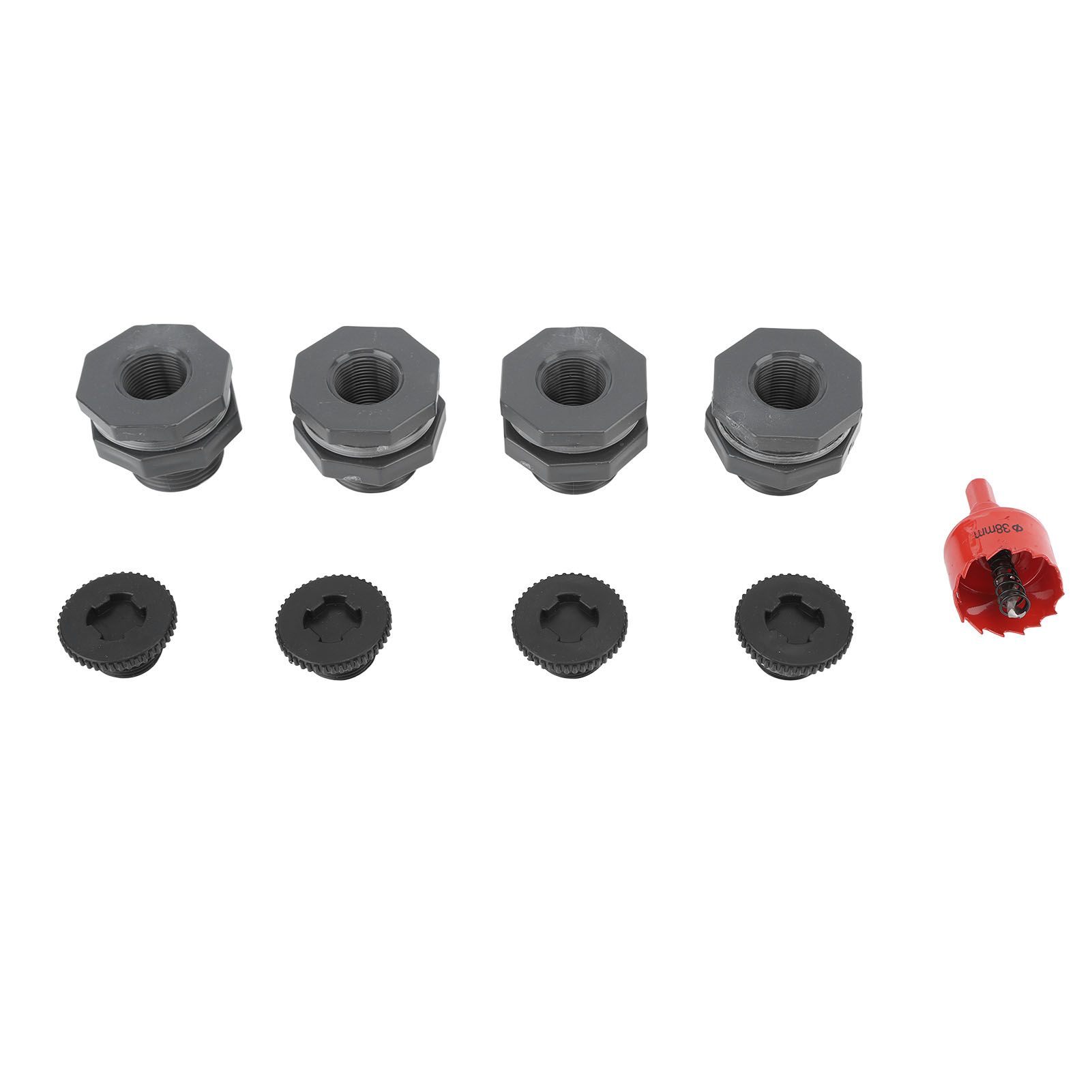 3/4 Inch Rain Barrel Bulkhead Fitting Kit with Plugs Hole Saw Tool PVC Spigot view 4