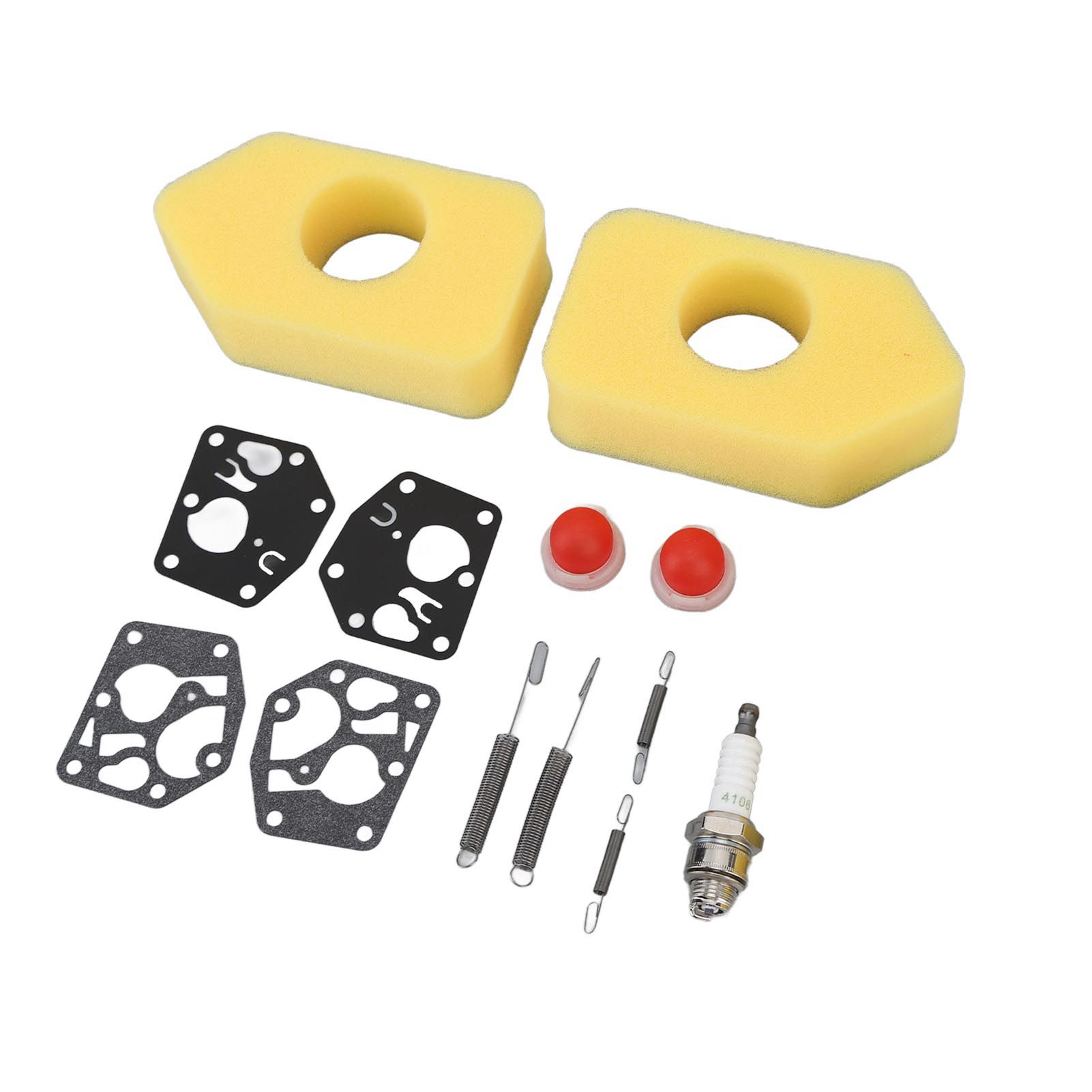 2 Packs Mower Repair Kit Air Filter Membrane Primer Bulb Spring Spark Plug for view 2