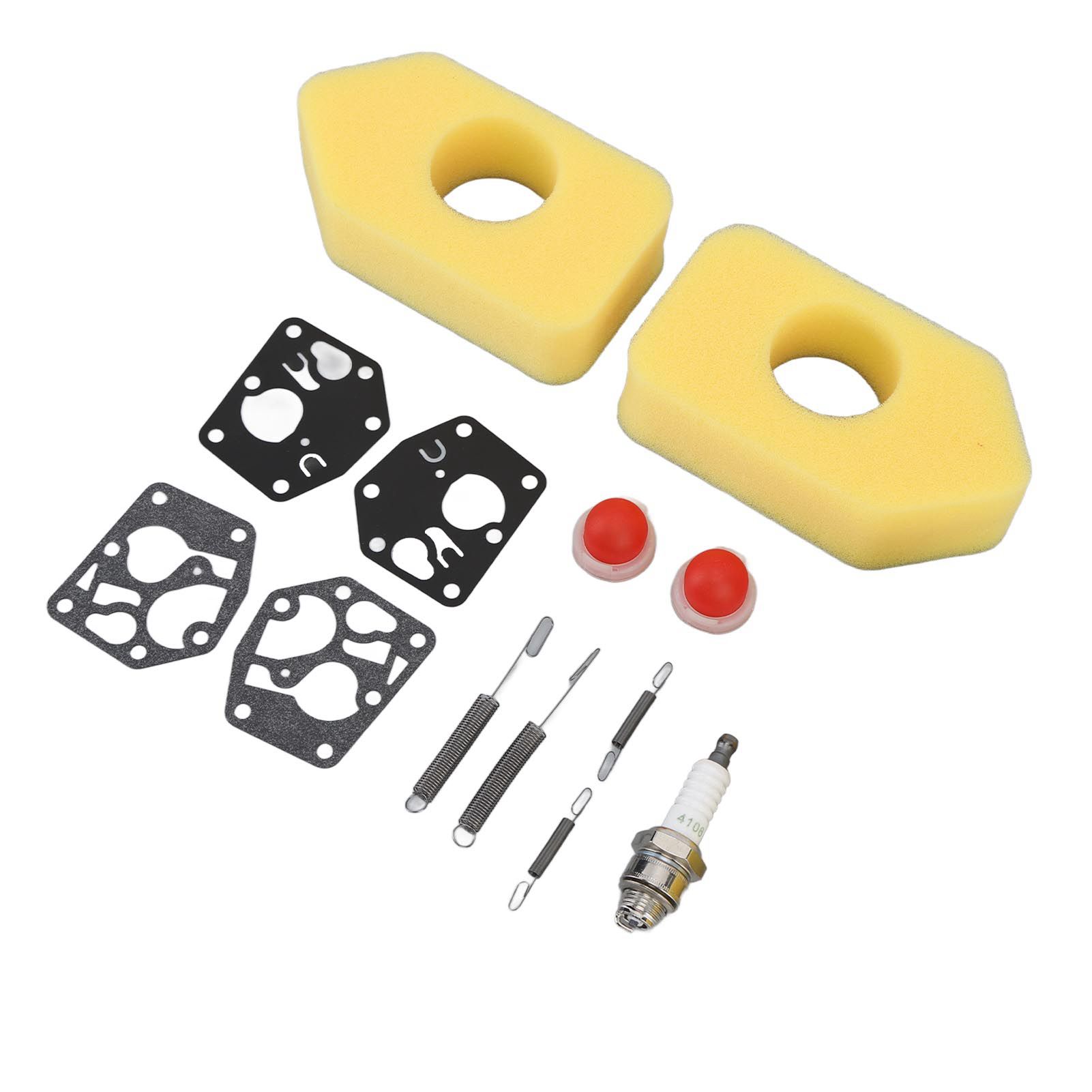 2 Packs Mower Repair Kit Air Filter Membrane Primer Bulb Spring Spark Plug for view 3