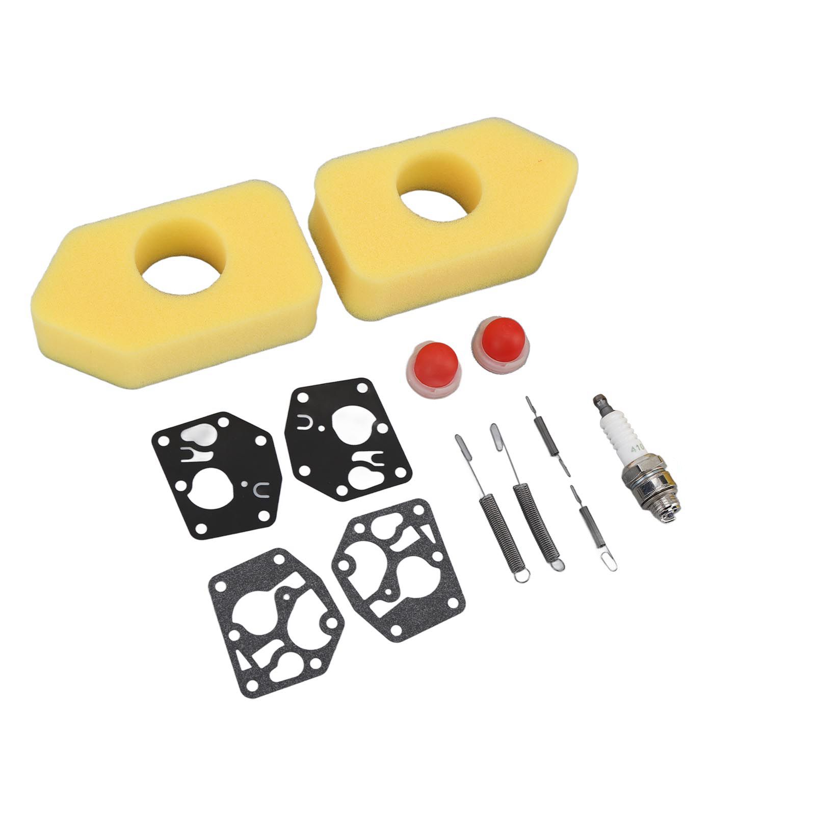 2 Packs Mower Repair Kit Air Filter Membrane Primer Bulb Spring Spark Plug for view 4