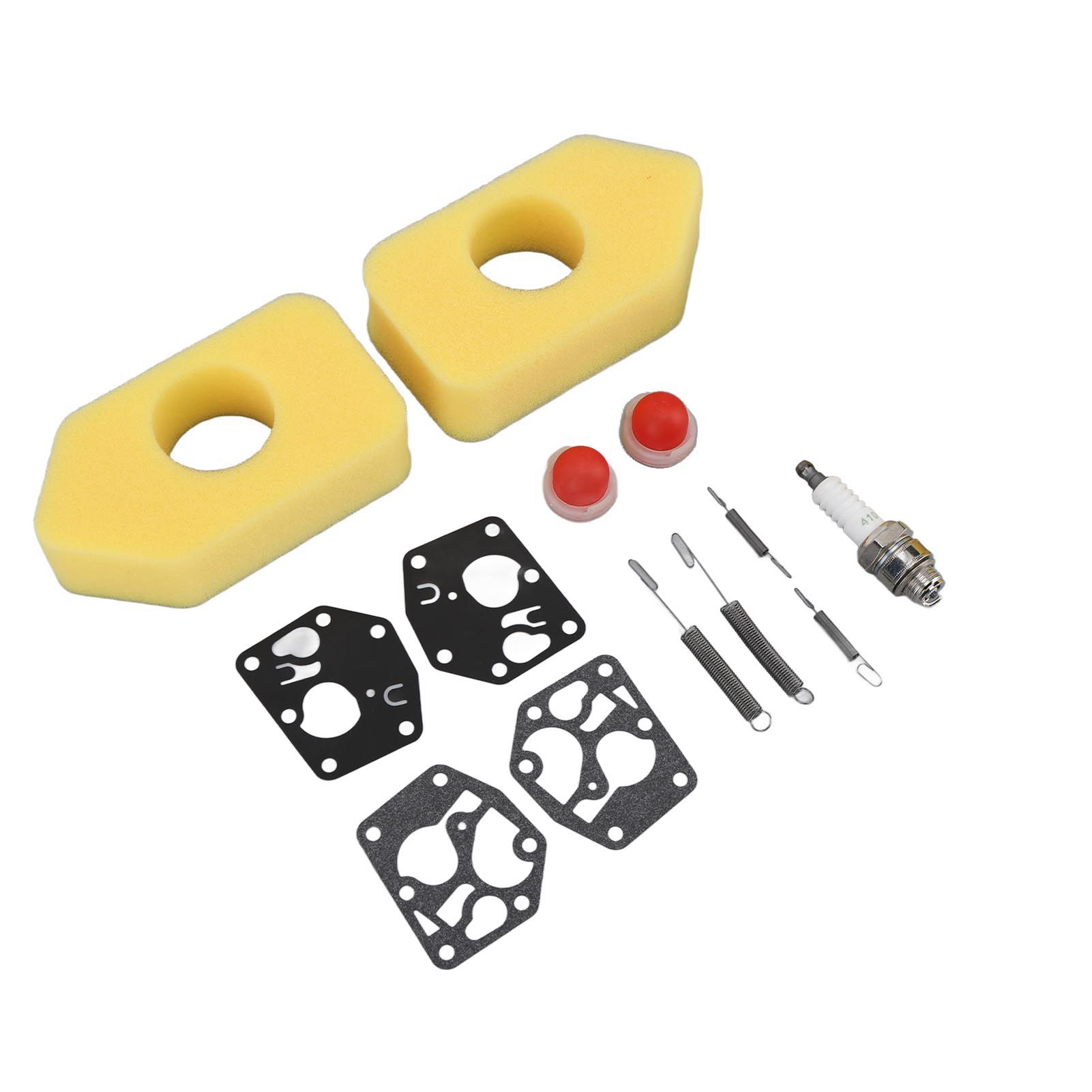 2 Packs Mower Repair Kit Air Filter Membrane Primer Bulb Spring Spark Plug for view 5