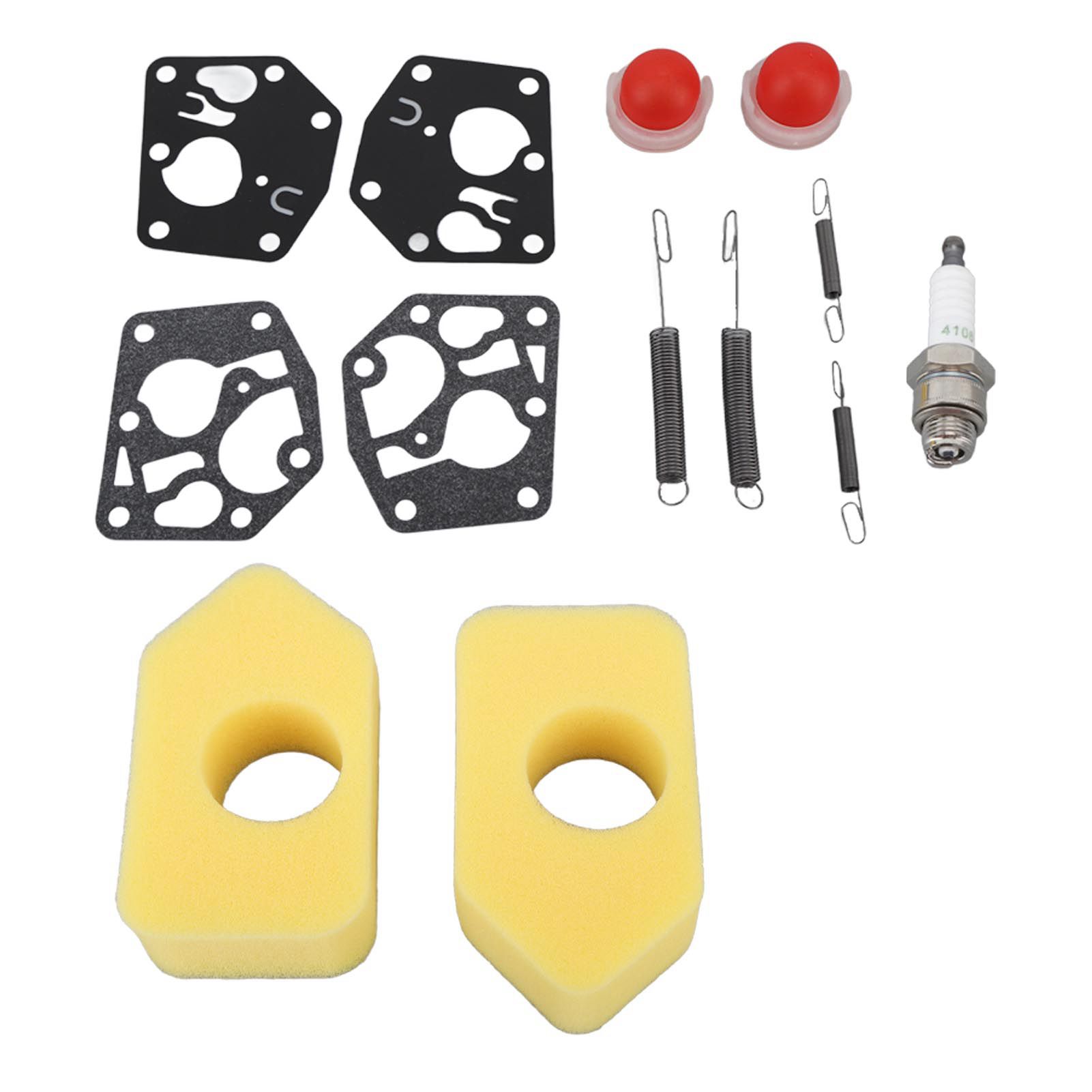 2 Packs Mower Repair Kit Air Filter Membrane Primer Bulb Spring Spark Plug for view 6