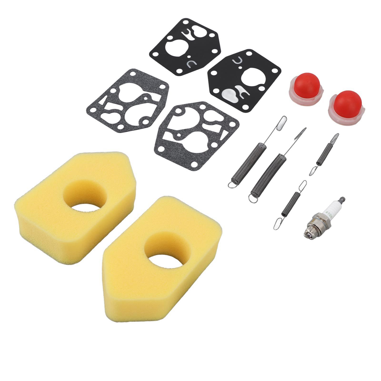 2 Packs Mower Repair Kit Air Filter Membrane Primer Bulb Spring Spark Plug for view 7