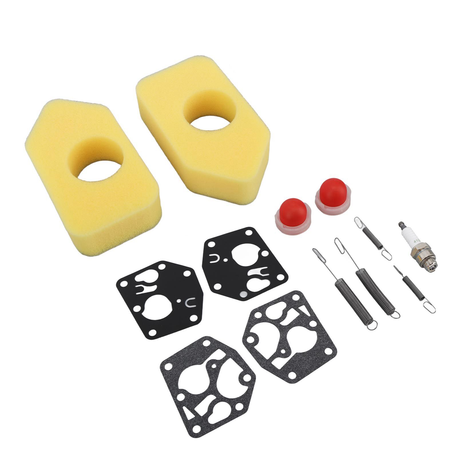 2 Packs Mower Repair Kit Air Filter Membrane Primer Bulb Spring Spark Plug for view 8