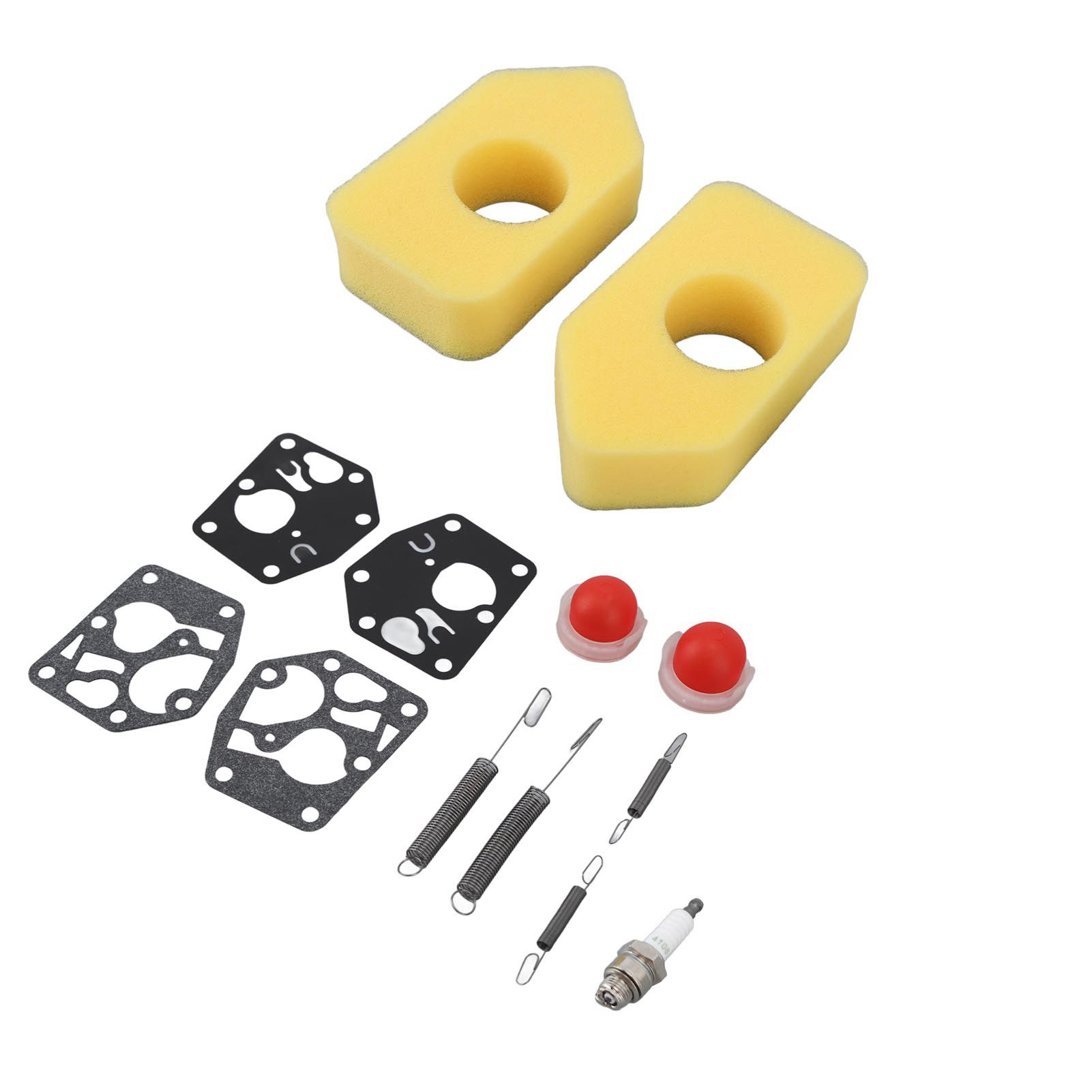 2 Packs Mower Repair Kit Air Filter Membrane Primer Bulb Spring Spark Plug for view 10