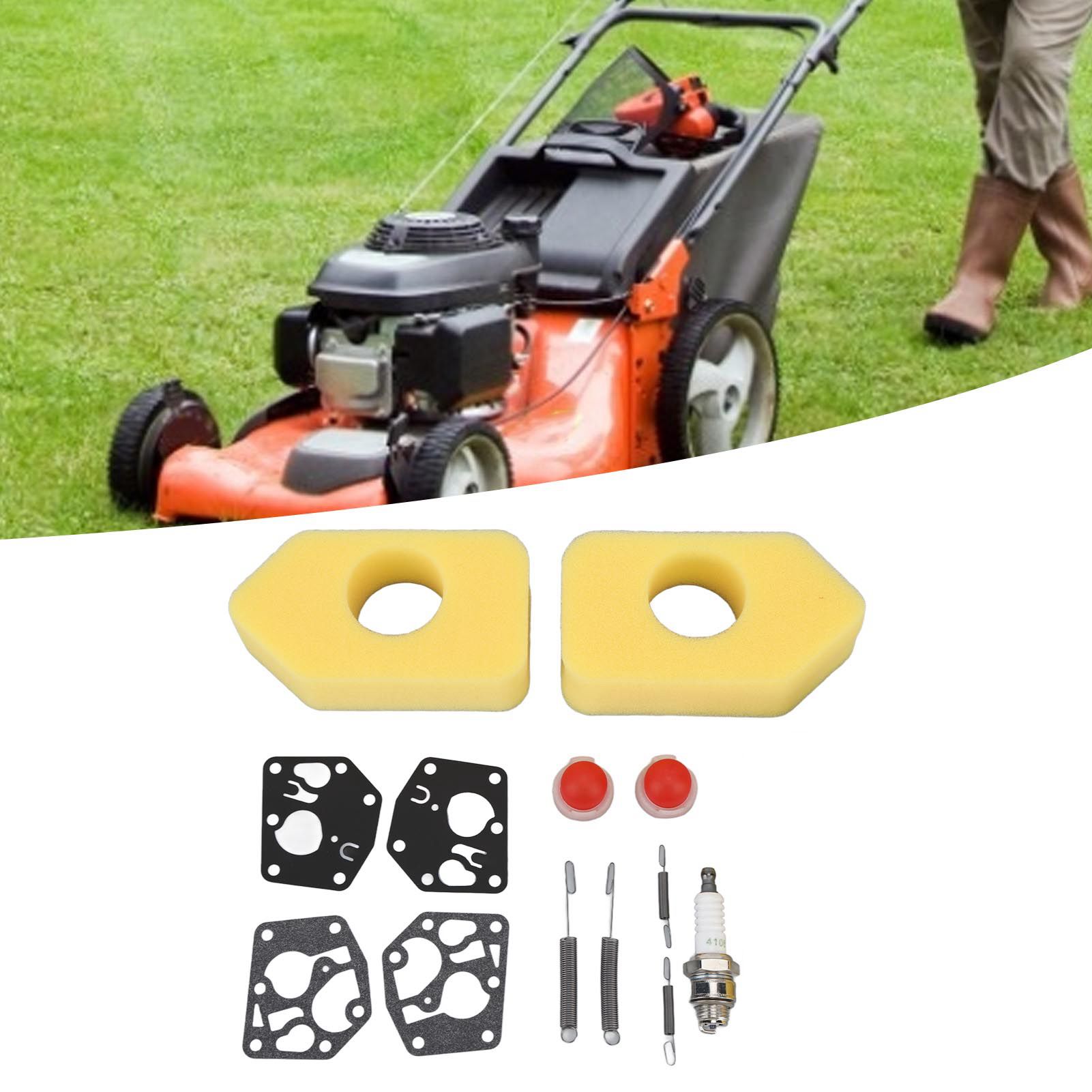 2 Packs Mower Repair Kit Air Filter Membrane Primer Bulb Spring Spark Plug for view 11