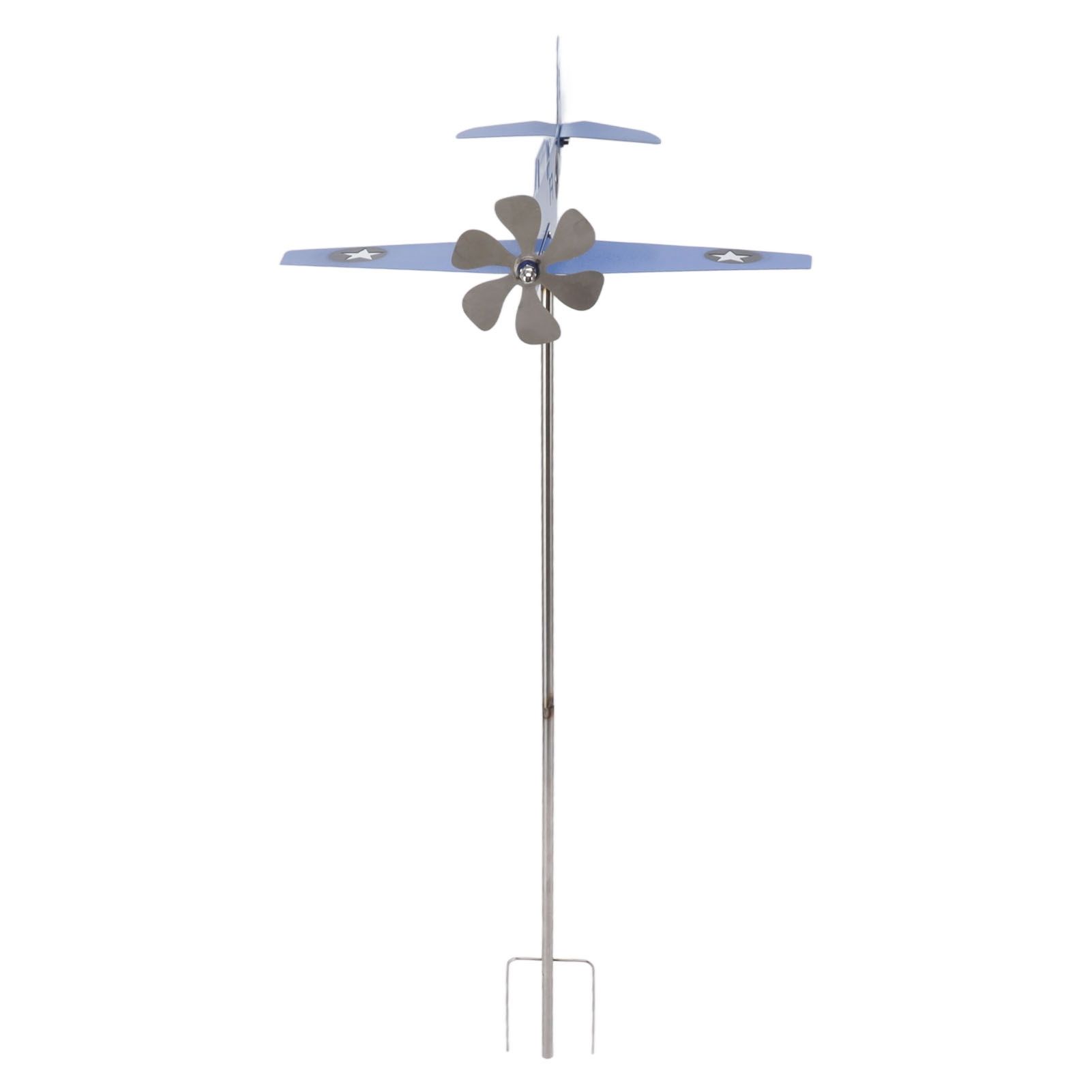 Airplane Weather Vane Iron Stainless Steel Outdoor Wind Spinner Windmill for view 2