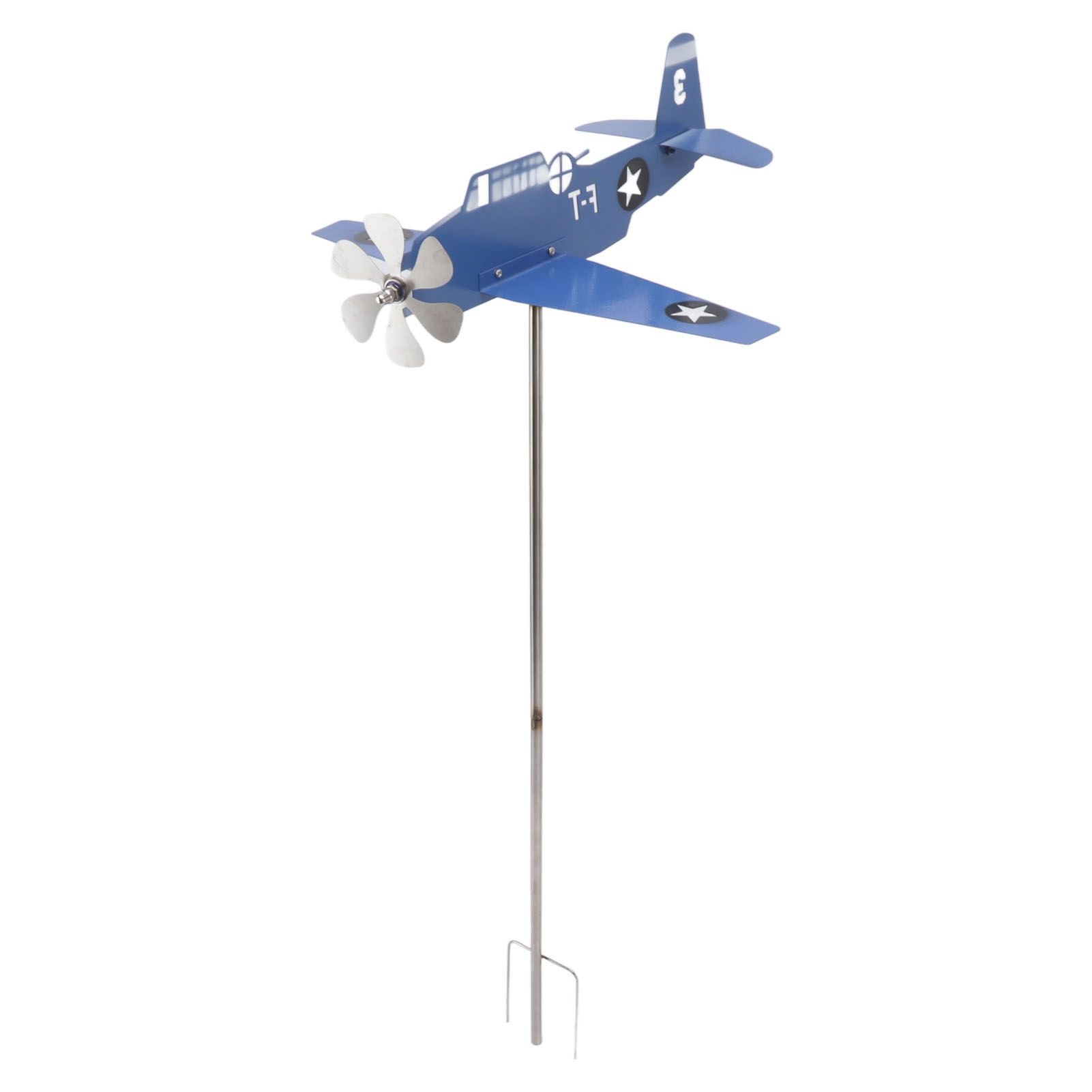 Airplane Weather Vane Iron Stainless Steel Outdoor Wind Spinner Windmill for view 4