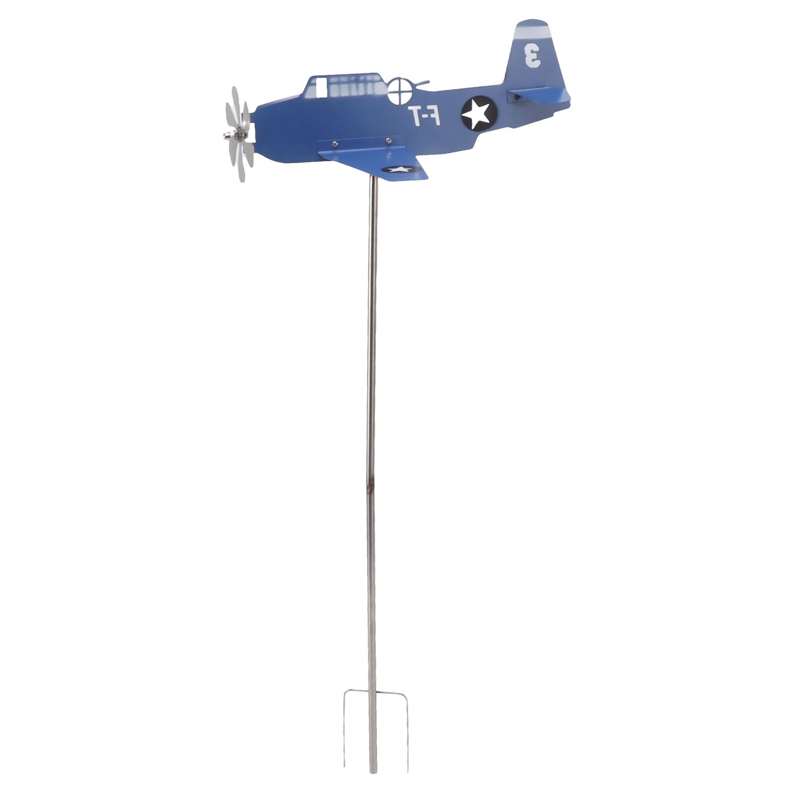 Airplane Weather Vane Iron Stainless Steel Outdoor Wind Spinner Windmill for view 5