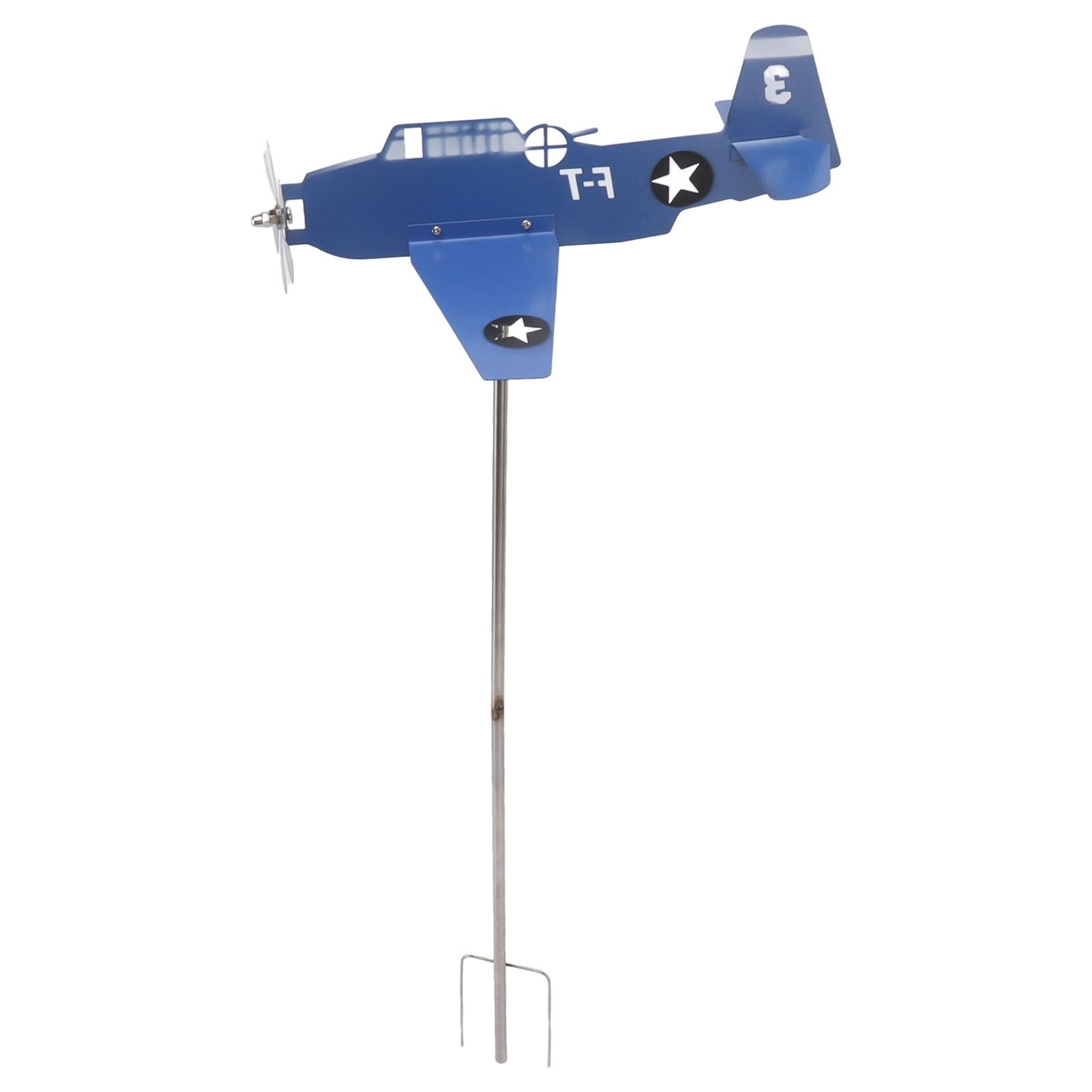 Airplane Weather Vane Iron Stainless Steel Outdoor Wind Spinner Windmill for view 6