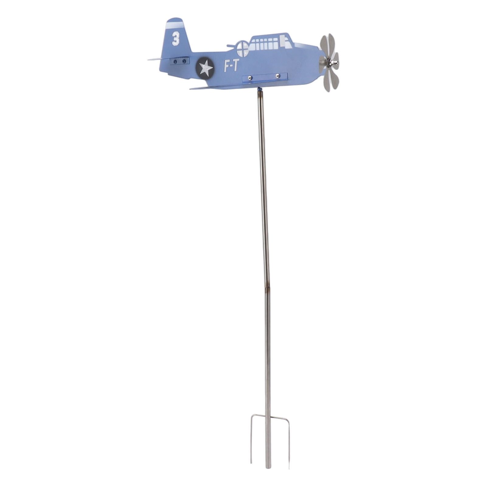 Airplane Weather Vane Iron Stainless Steel Outdoor Wind Spinner Windmill for view 7