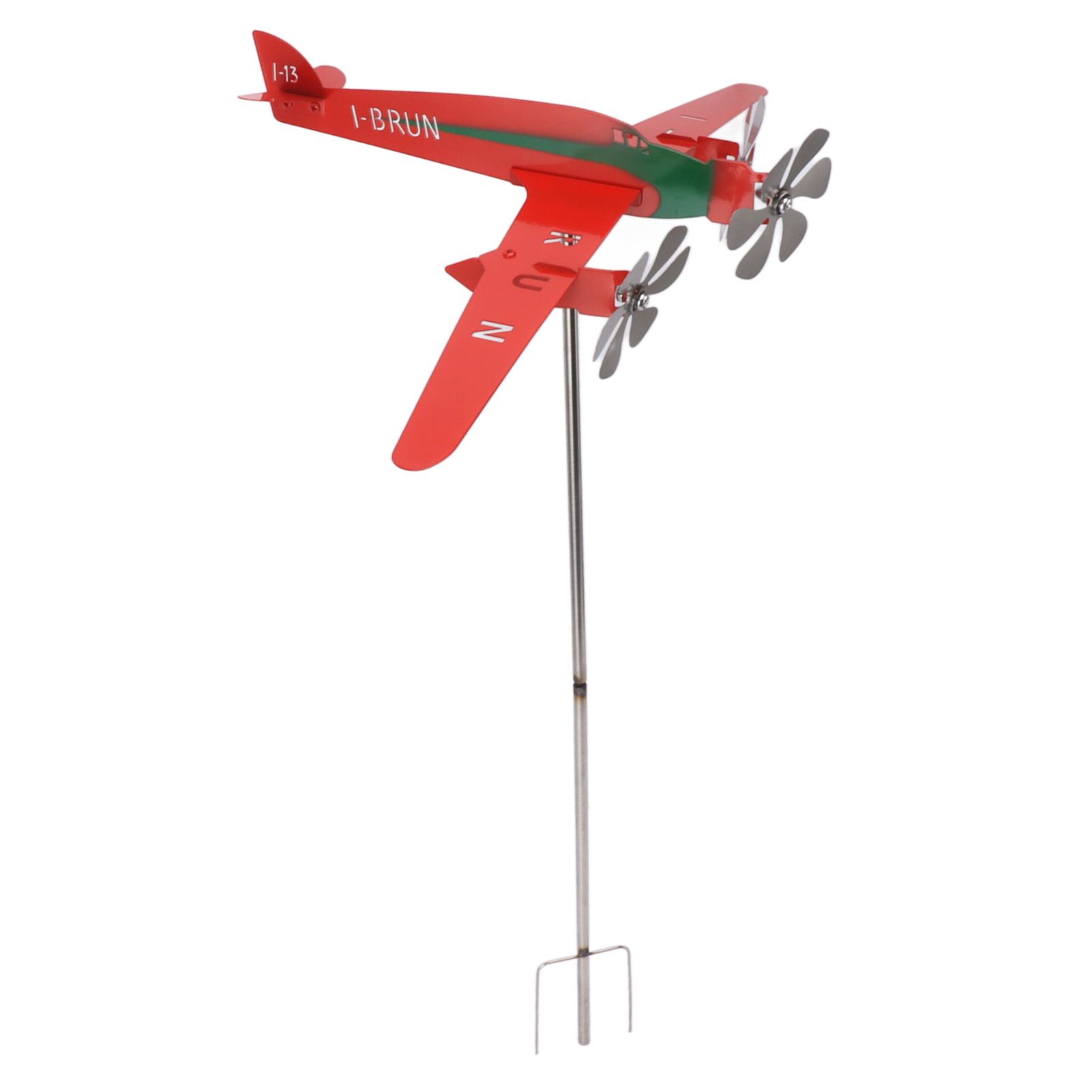 Metal Aircraft Weather Vane 3D Red Rustproof Smooth Airplane Windmill Wind view 2