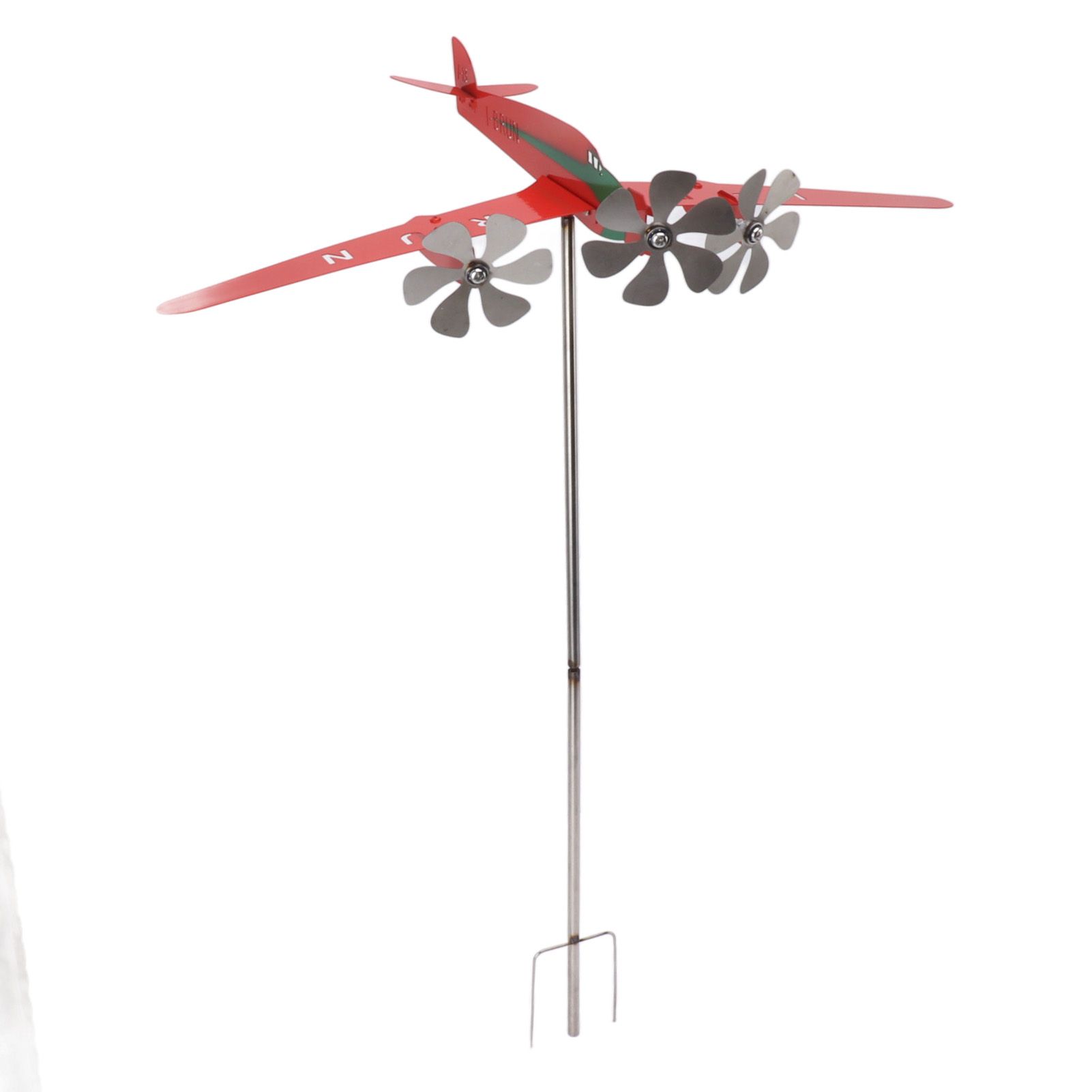 Metal Aircraft Weather Vane 3D Red Rustproof Smooth Airplane Windmill Wind view 3