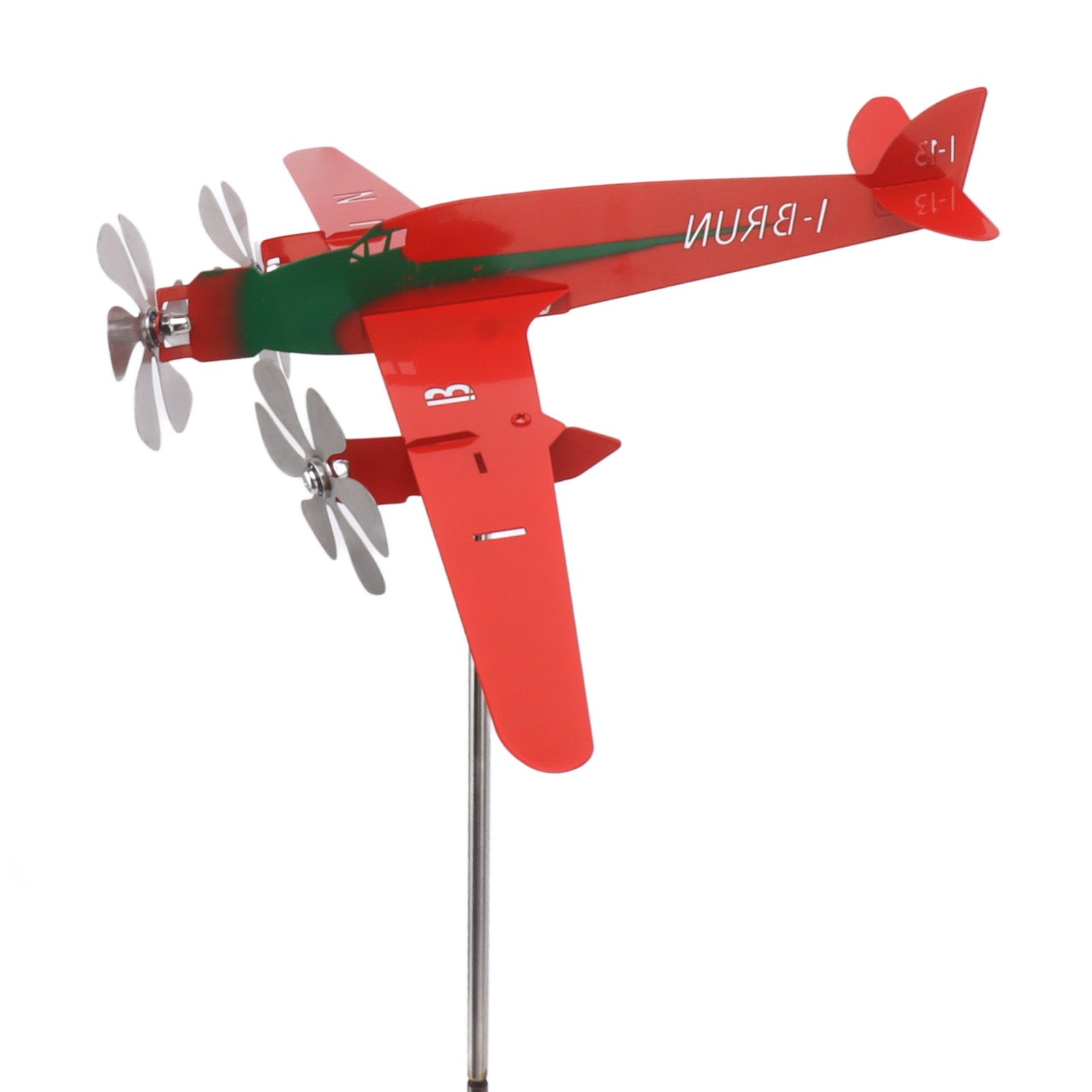 Metal Aircraft Weather Vane 3D Red Rustproof Smooth Airplane Windmill Wind view 9
