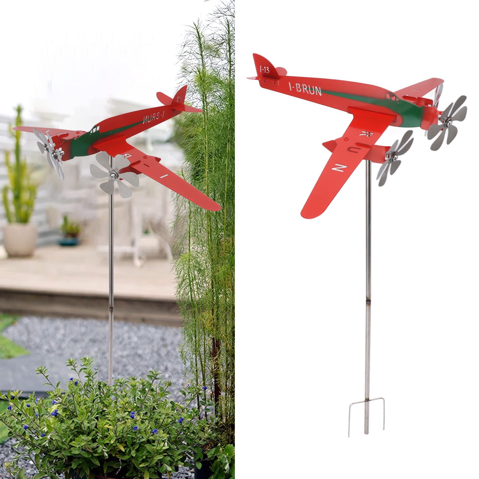 Metal Aircraft Weather Vane 3D Red Rustproof Smooth Airplane Windmill Wind view 12