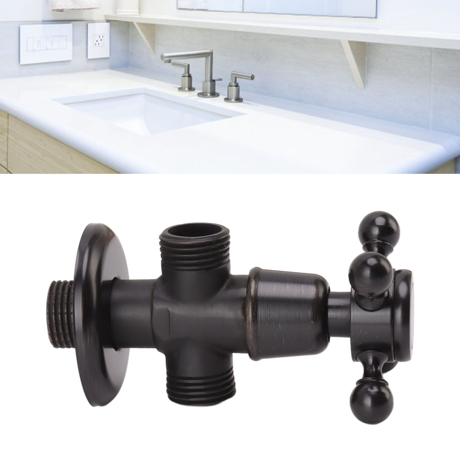 Angle Stop Valve Retro Copper Cross Handle Water Stop Valve for Bathroom view 11