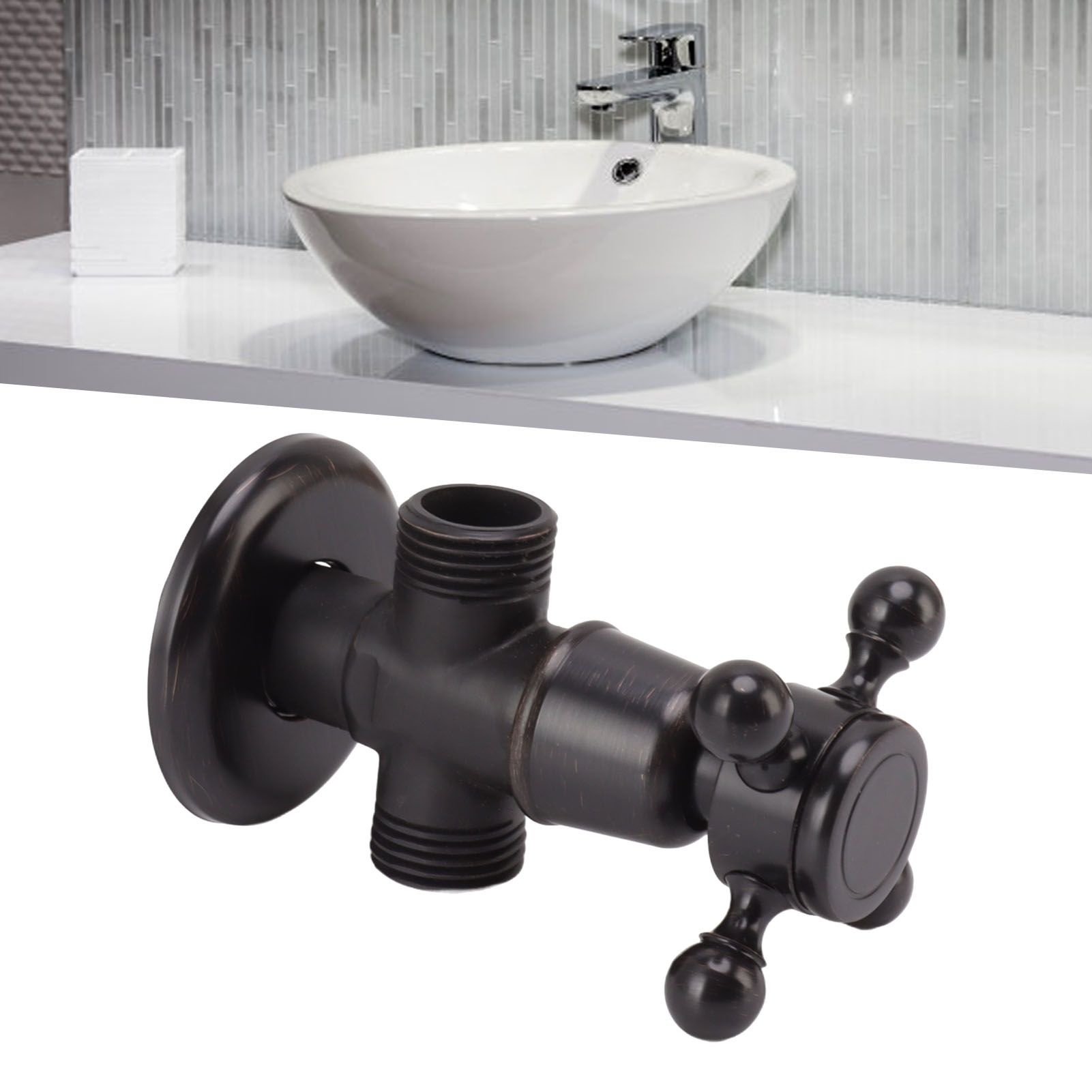 Angle Stop Valve Retro Copper Cross Handle Water Stop Valve for Bathroom view 12