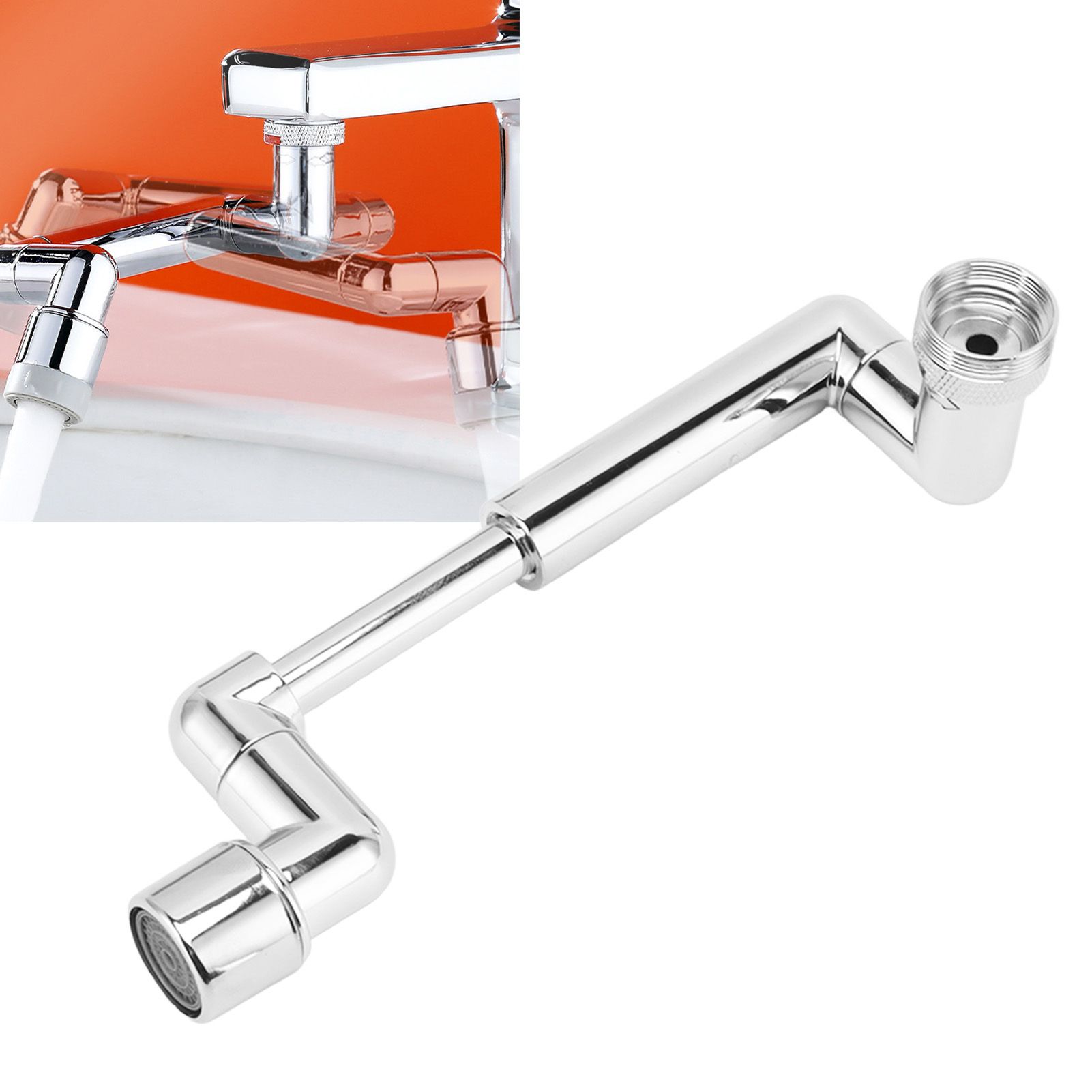 Faucet Extender Chrome Copper ABS Telescopic Swivel Faucet Tap Extension for view 11