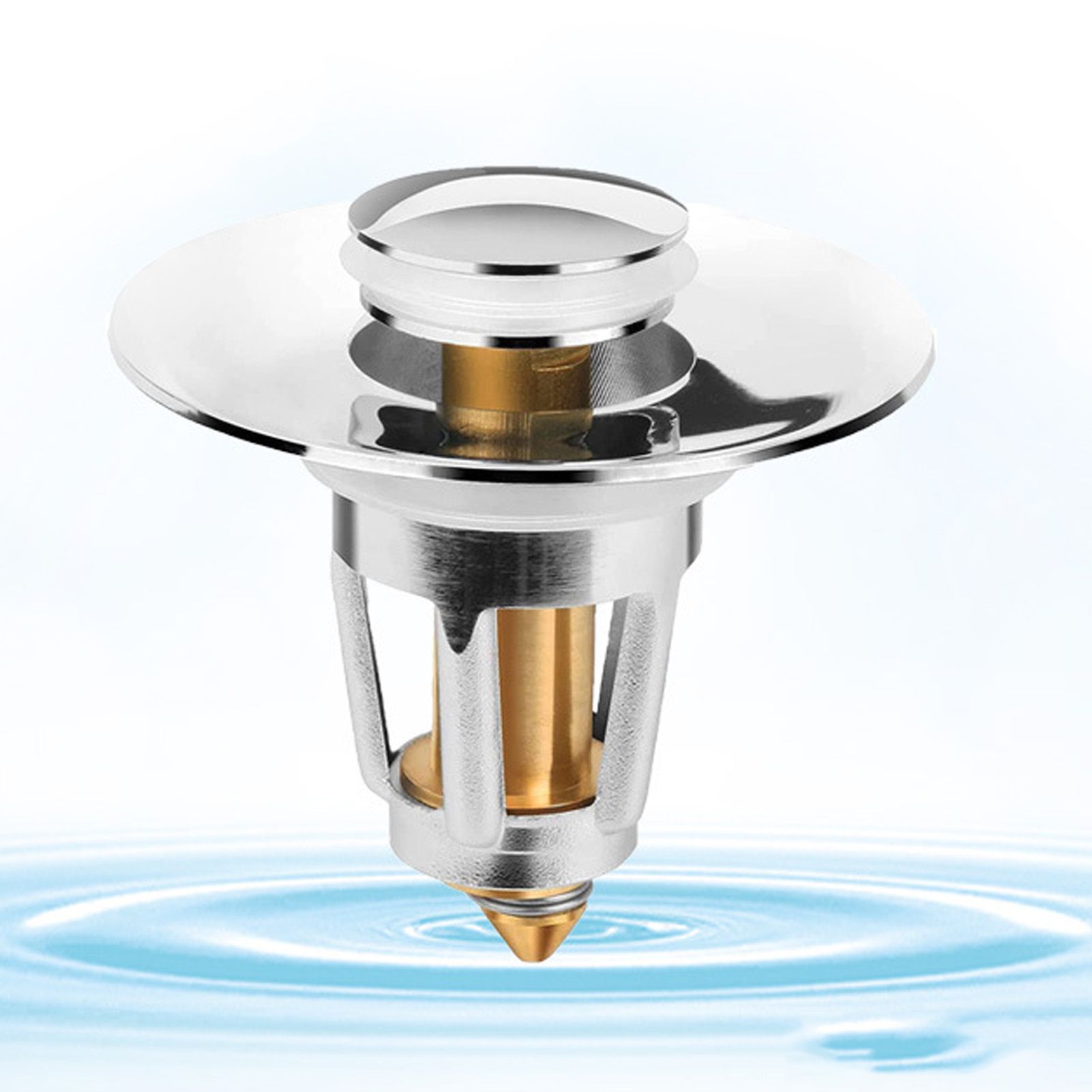 Bathroom Sink Stopper Press Popping Up Anti Clogging Brass Stainless Steel view 12