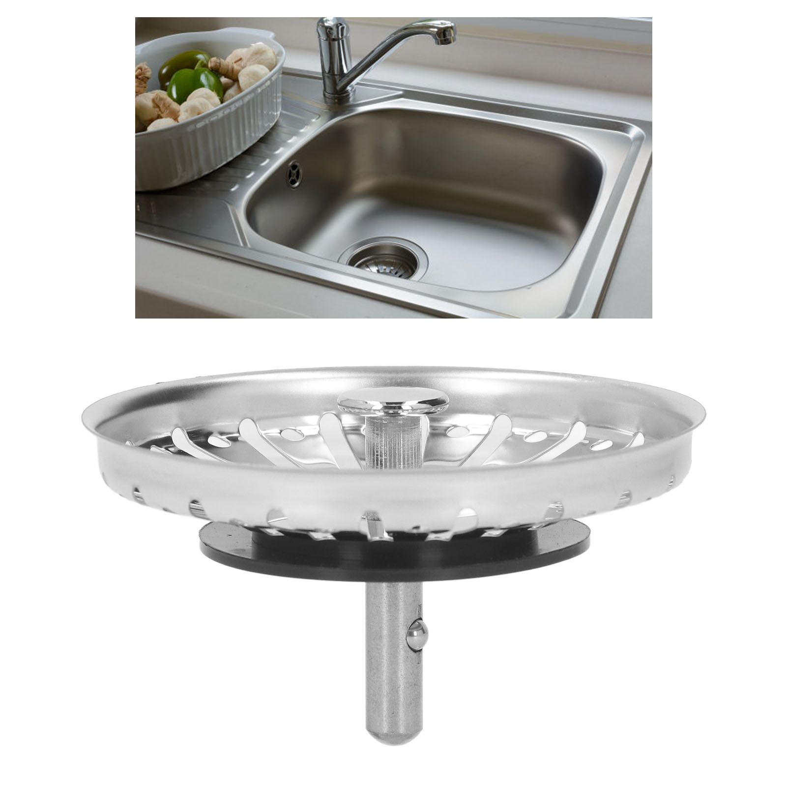 Kitchen Sink Strainer Basket Thickening Stainless Steel Sink Stopper for view 11