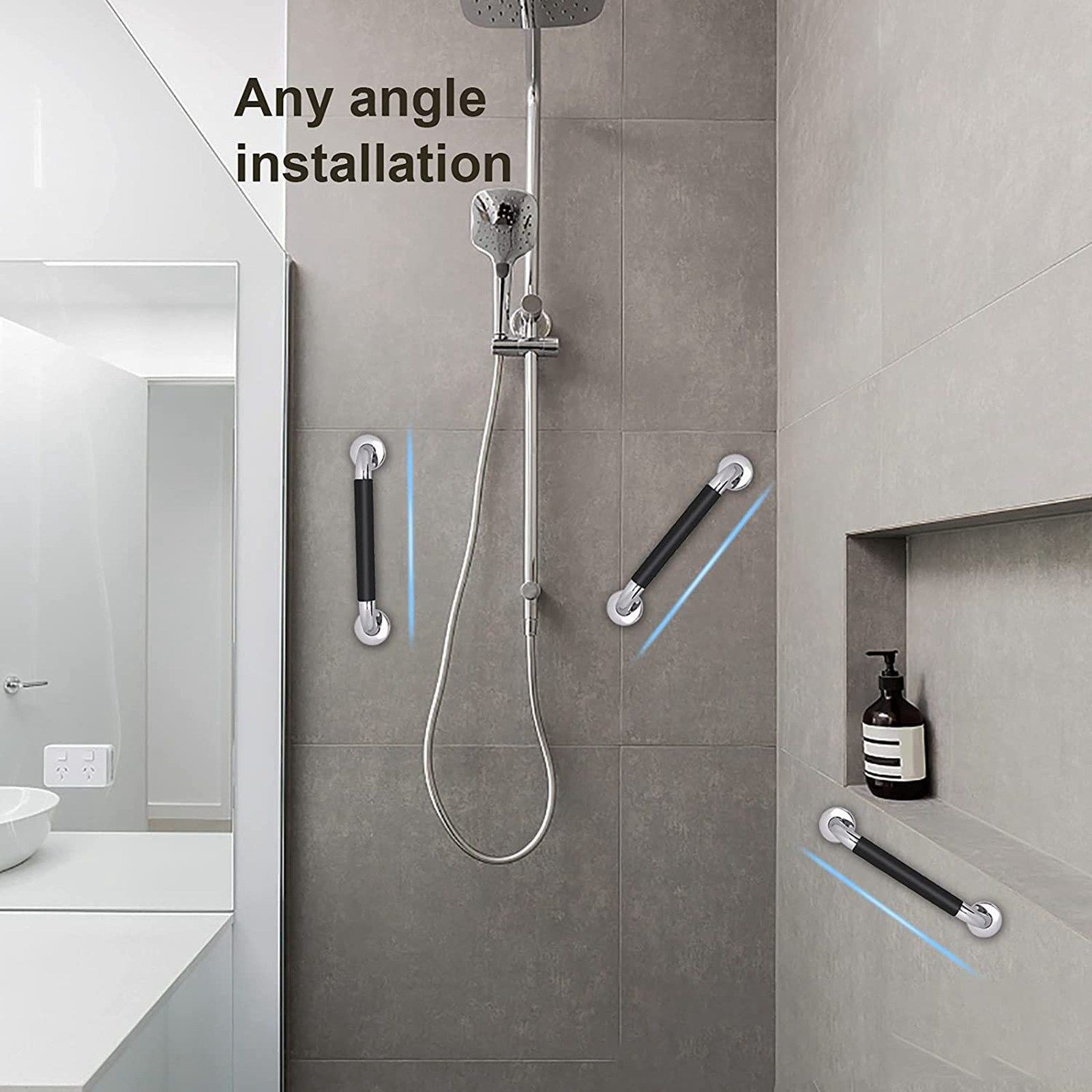 Safety Grab Bar 33.5cm Bathroom Anti Slipping Shower Handle Stainless Steel view 7