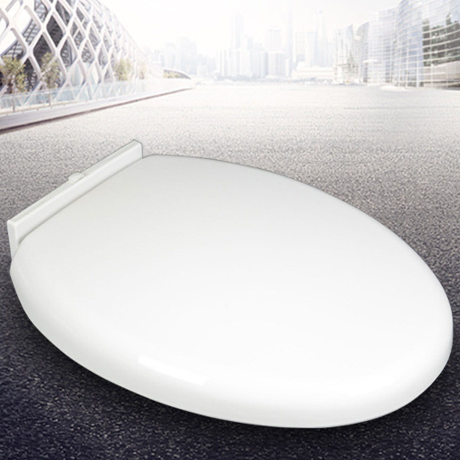 Slow Close Toilet Seat Thickened White PP Quick Installation Household Toilet view 6