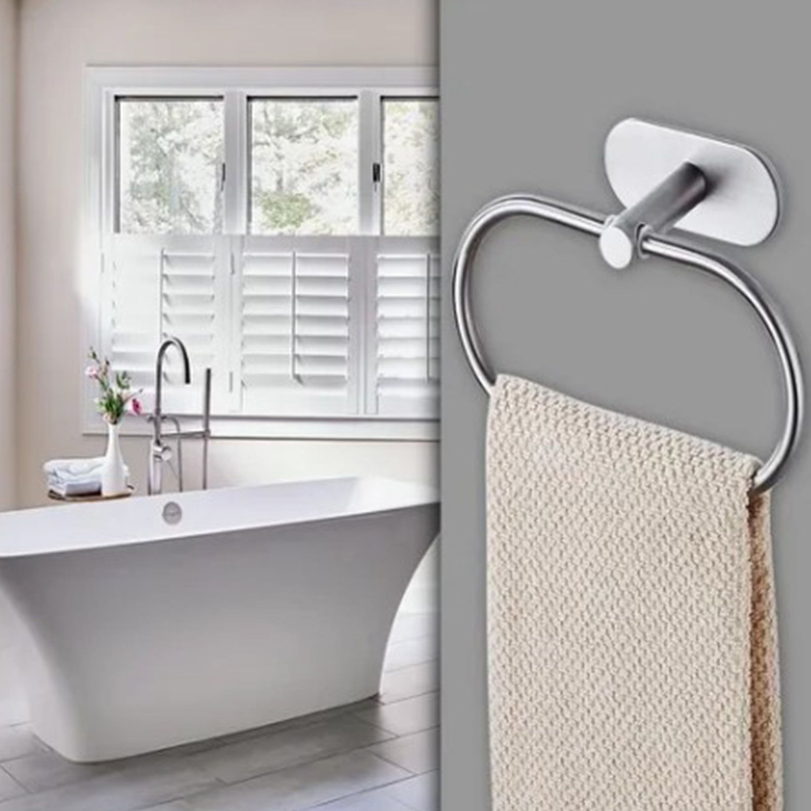 Towel Ring Holder Stainless Steel Bath Hand Towel Holder Vintage Wall Mounted view 6
