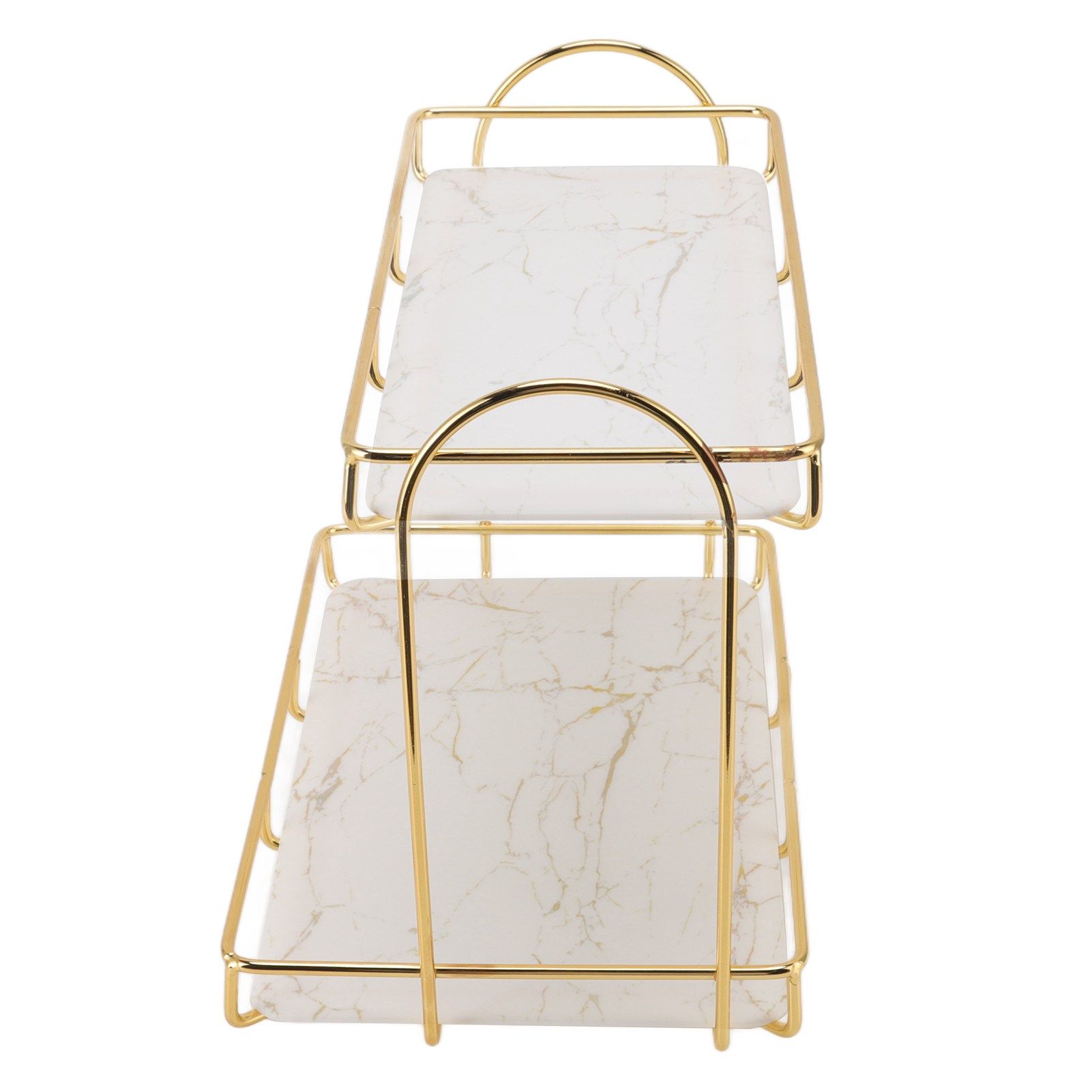 Bathroom Storage Rack Gold White 2 Tier Makeup Shelf Humanized Structure Anti view 5