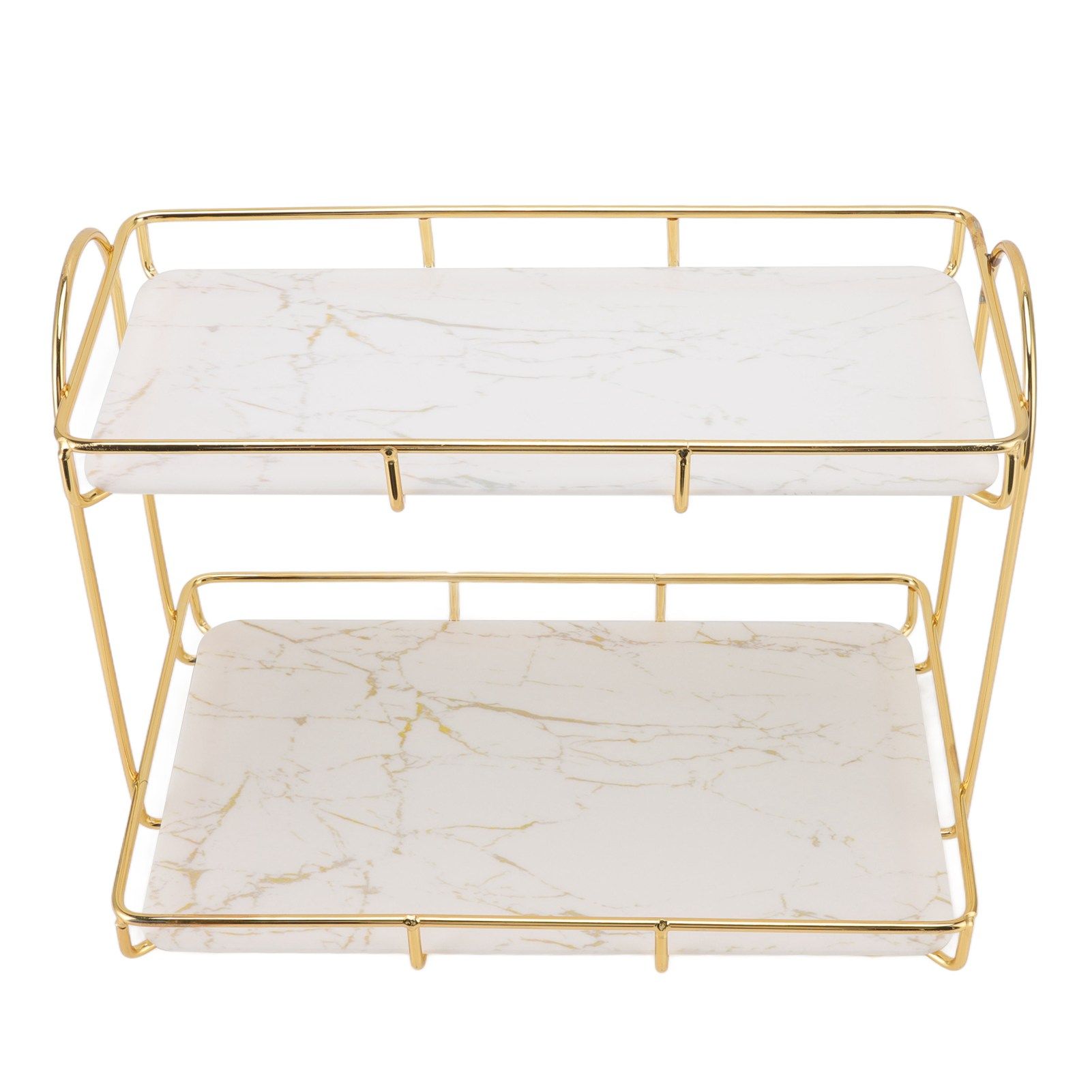 Bathroom Storage Rack Gold White 2 Tier Makeup Shelf Humanized Structure Anti view 9