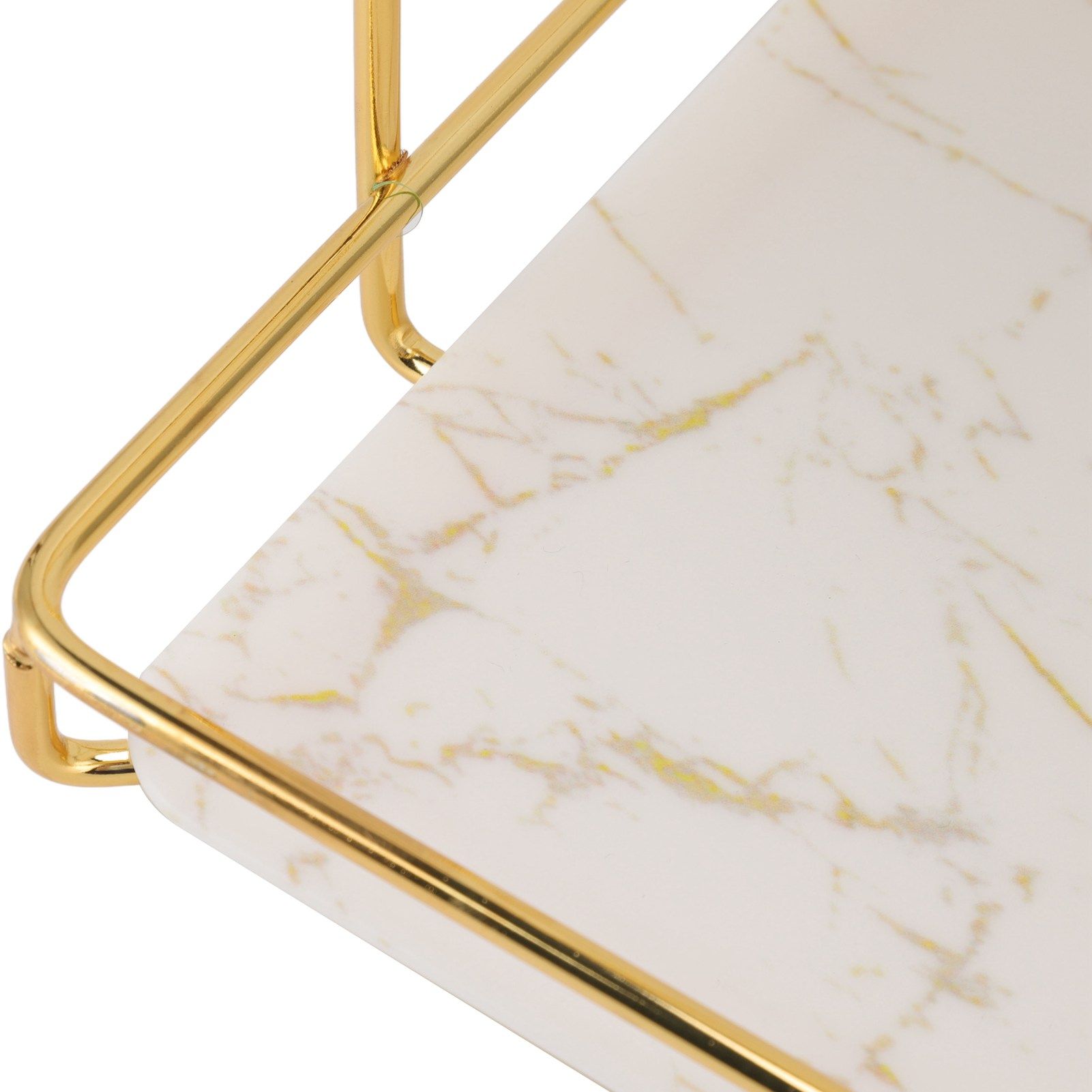 Bathroom Storage Rack Gold White 2 Tier Makeup Shelf Humanized Structure Anti view 15