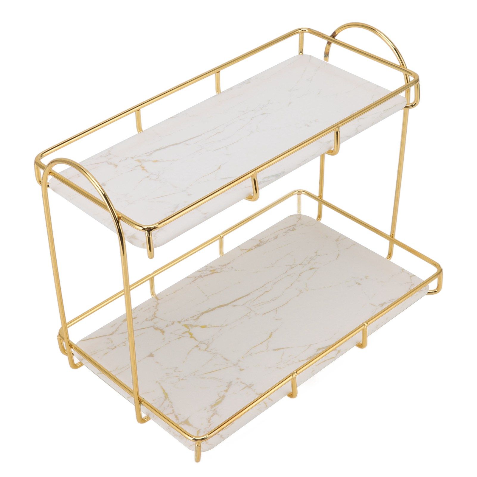 Bathroom Storage Rack Gold White 2 Tier Makeup Shelf Humanized Structure Anti view 7