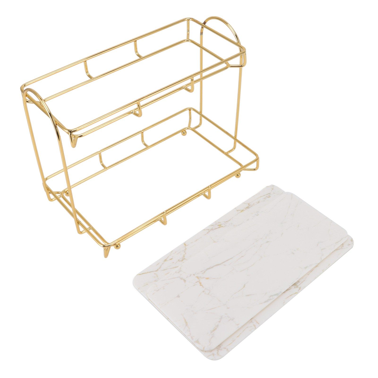 Bathroom Storage Rack Gold White 2 Tier Makeup Shelf Humanized Structure Anti view 8