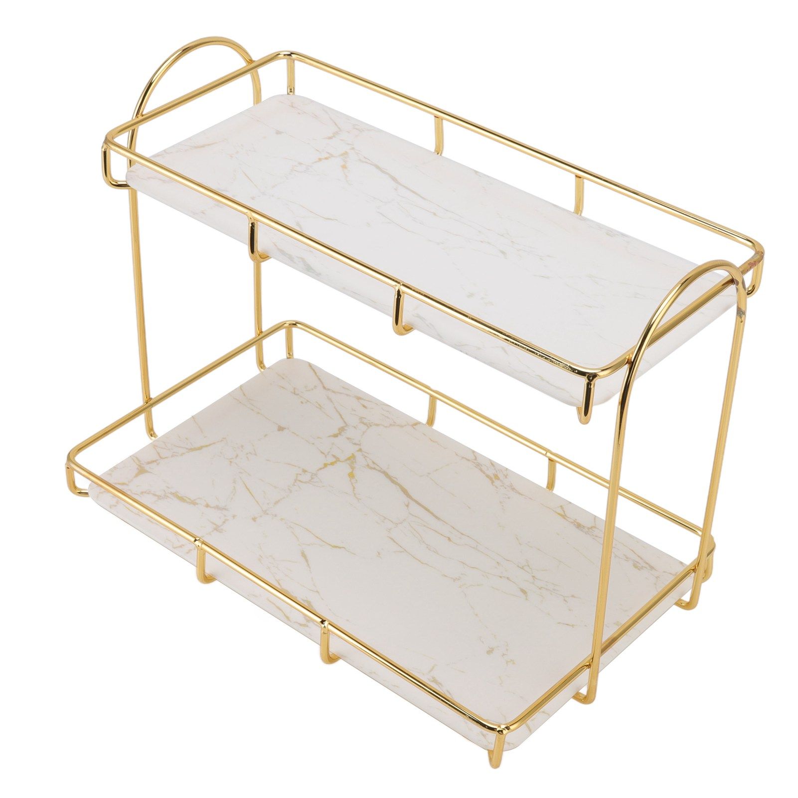 Bathroom Storage Rack Gold White 2 Tier Makeup Shelf Humanized Structure Anti view 10