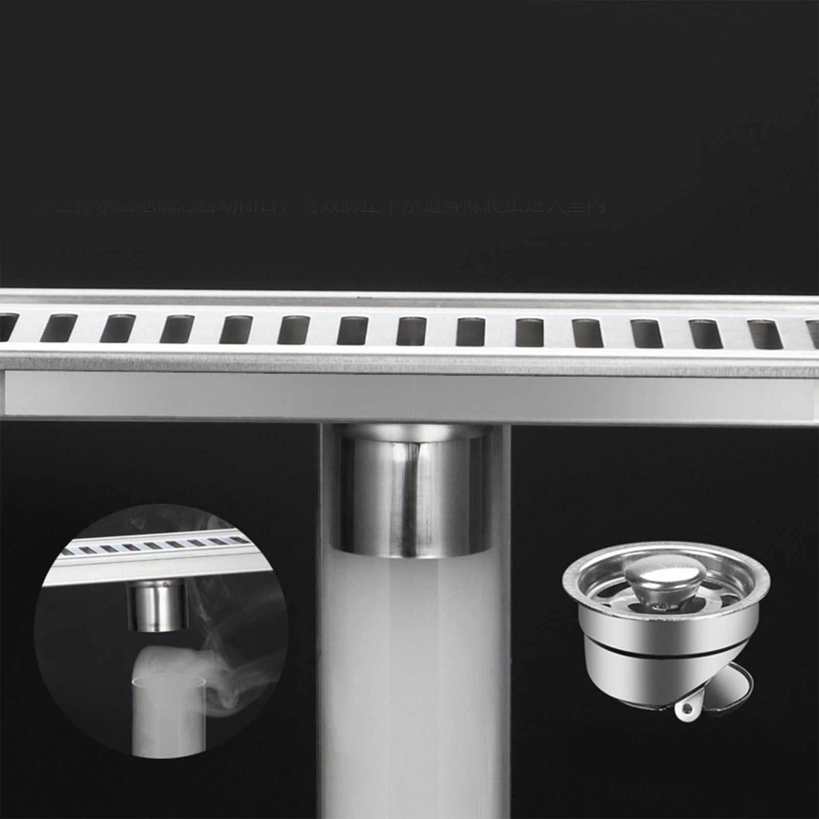 Long Floor Drain Stainless Steel Fast Large Drainage Deodorization Filter for view 8